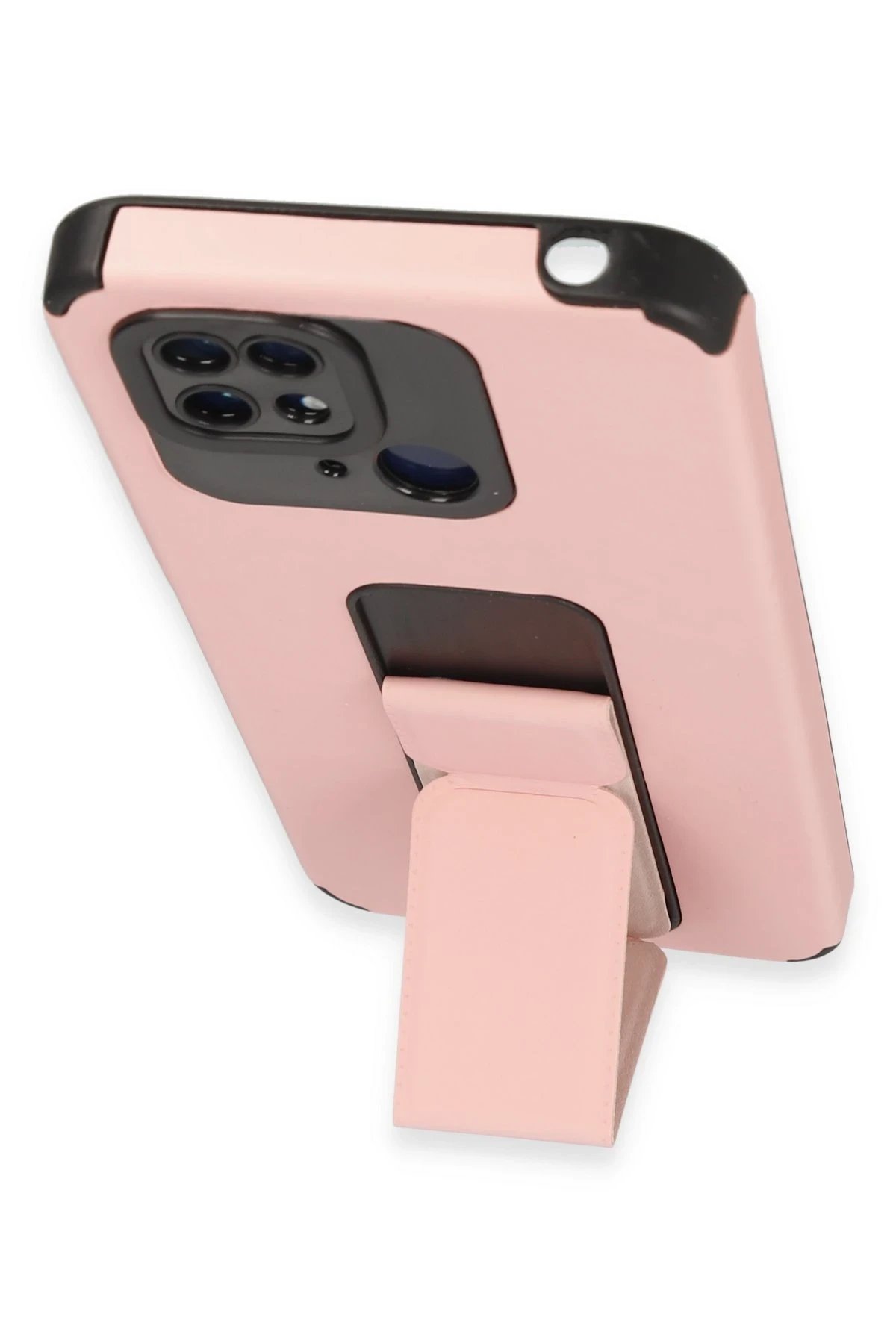 Newface Xiaomi Redmi 10C Kılıf Mega Standlı Silikon - Pudra