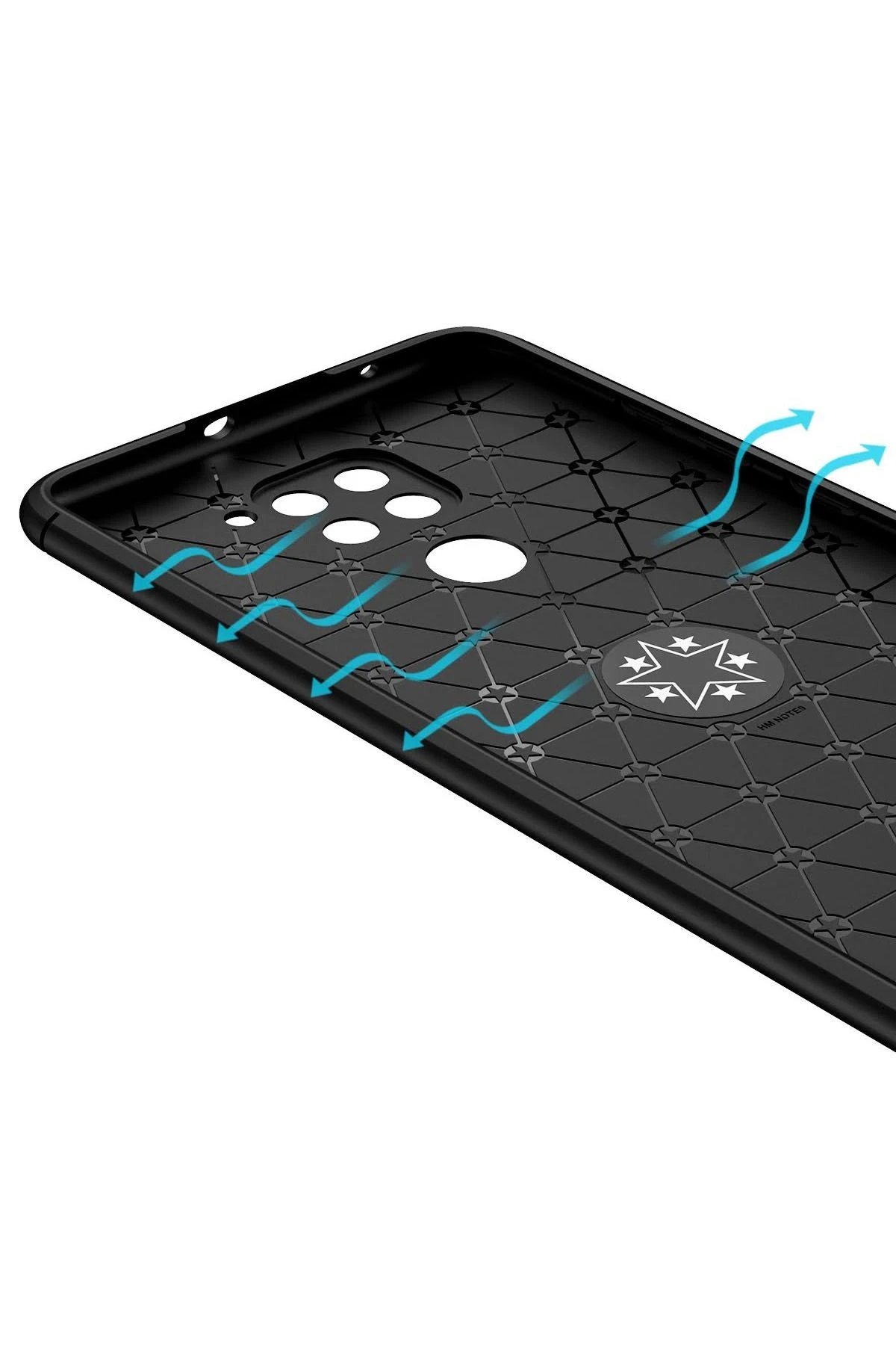 Newface Xiaomi Redmi Note 9 Kılıf Range Yüzüklü Silikon - Siyah-Kırmızı