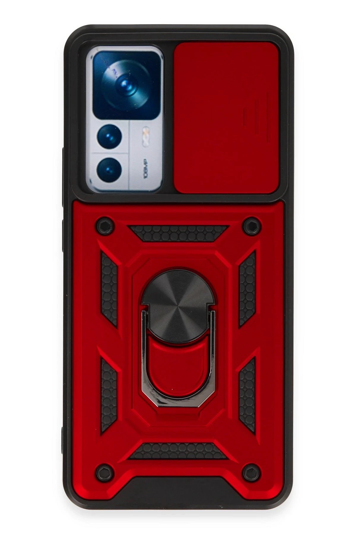 Newface Xiaomi Mi 12T Pro Kılıf Pars Lens Yüzüklü Silikon - Kırmızı