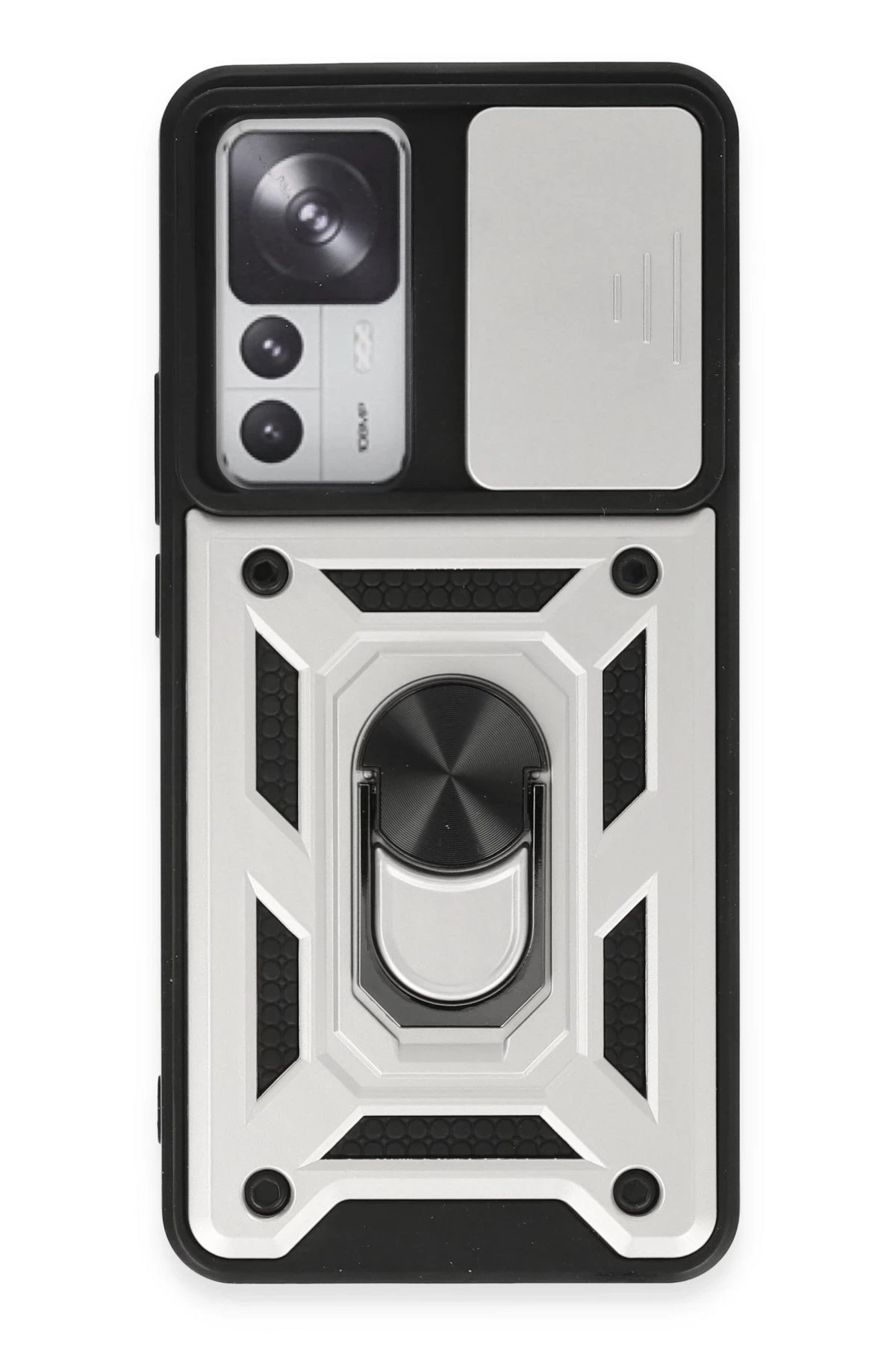 Newface Xiaomi Mi 12T Pro Kılıf Pars Lens Yüzüklü Silikon - Gümüş