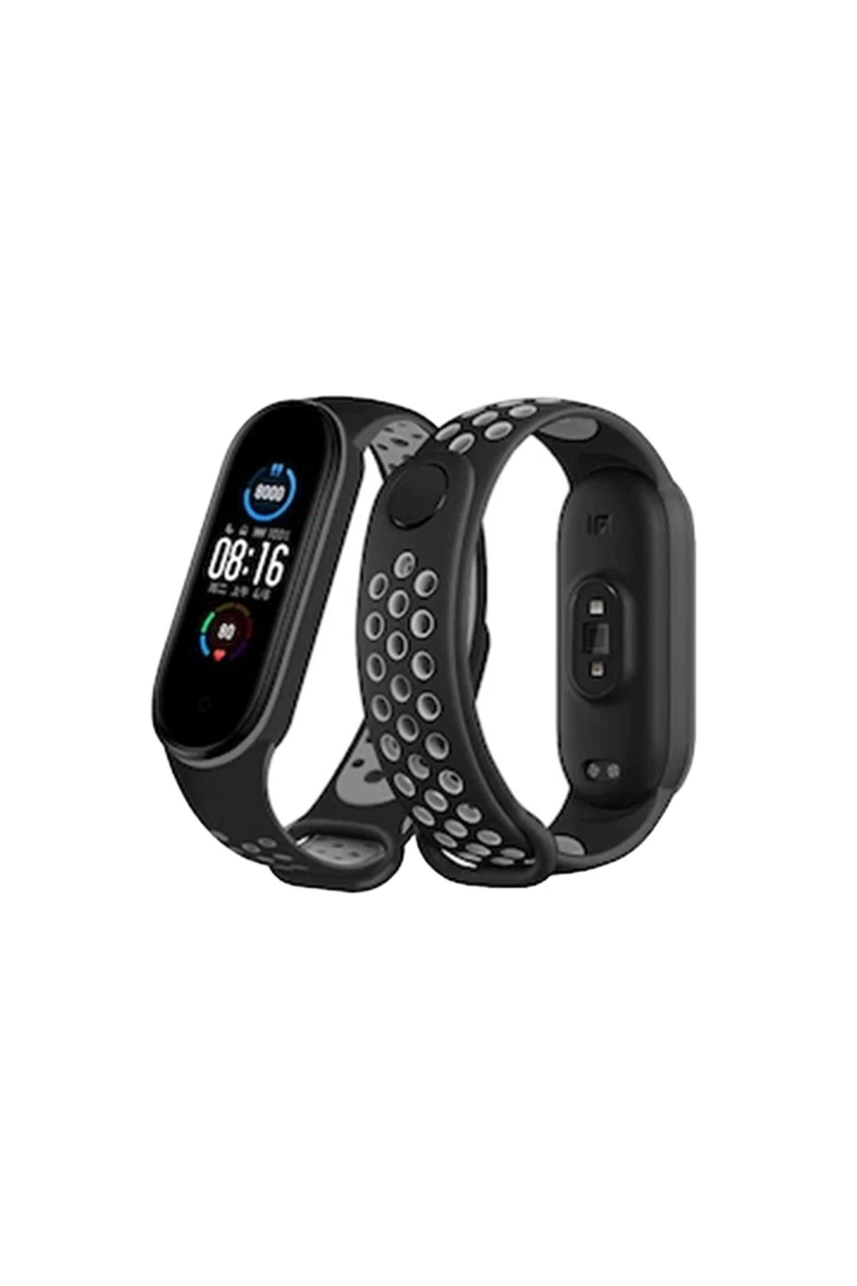Newface Xiaomi Mi Band 7 Spor Delikli Kordon - Siyah-Gri