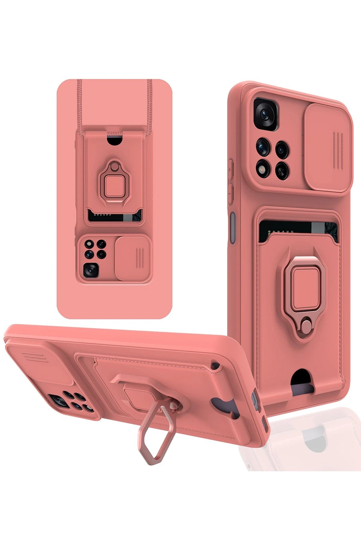 Newface Xiaomi Redmi Note 11 Pro Plus 5G Kılıf Zuma Kartvizitli Yüzüklü Silikon - Pembe