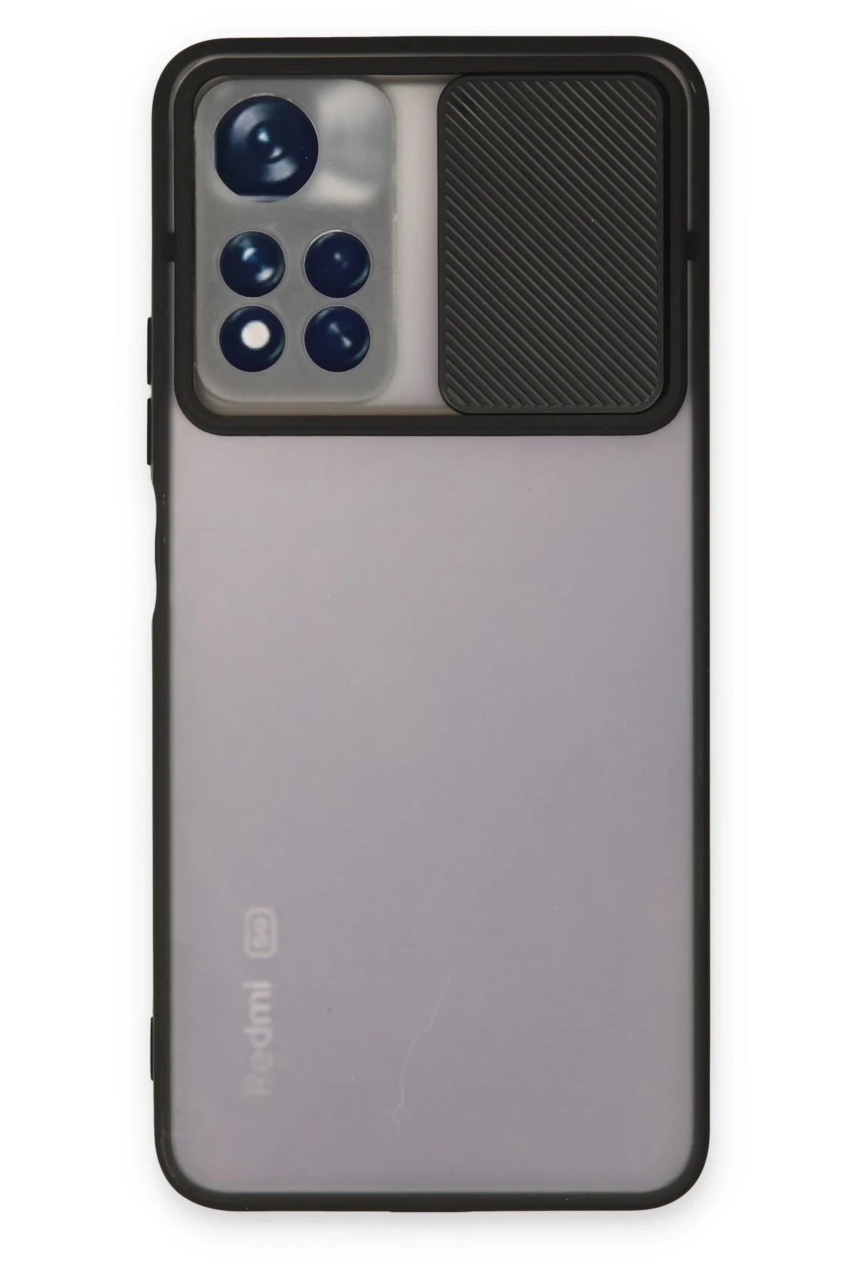 Newface Xiaomi Redmi Note 11T Kılıf Palm Buzlu Kamera Sürgülü Silikon - Siyah