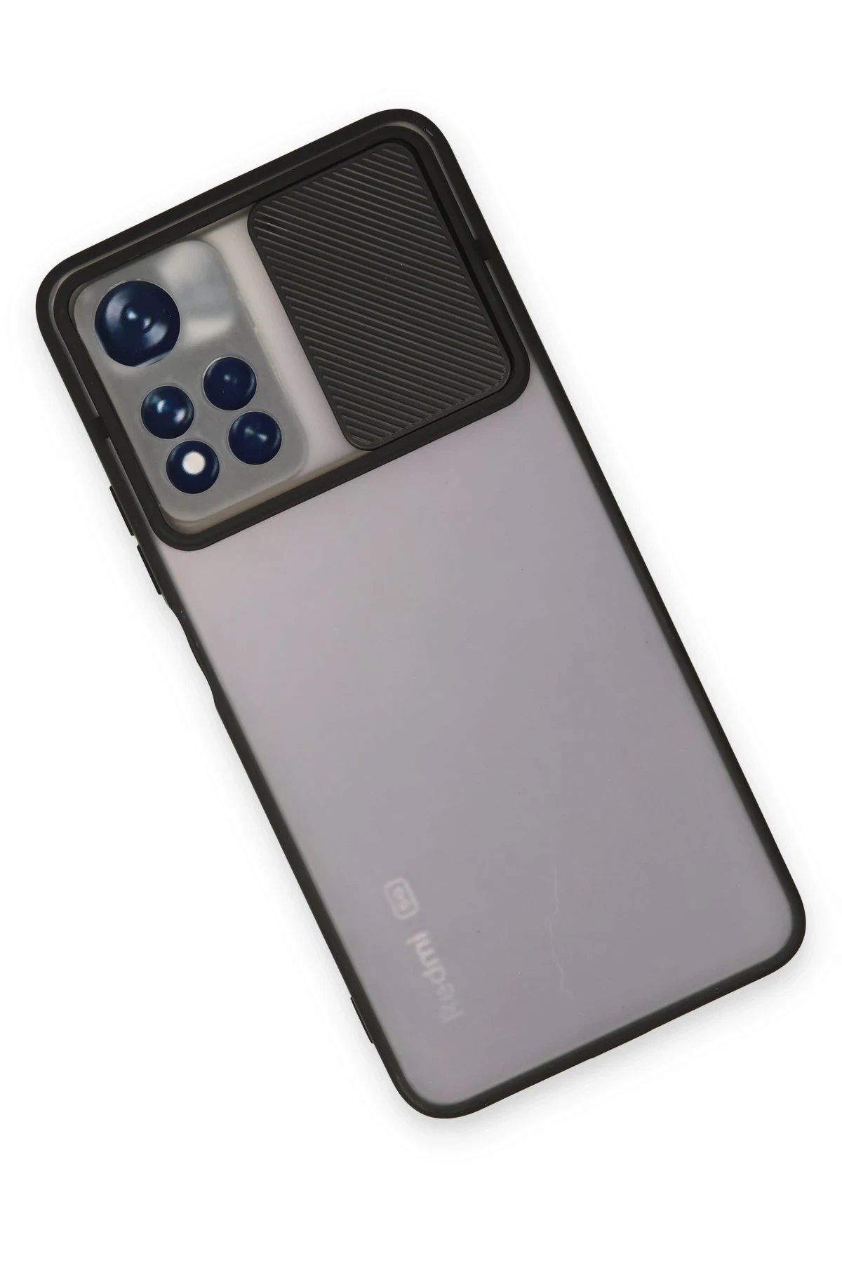 Newface Xiaomi Redmi Note 11T Kılıf Palm Buzlu Kamera Sürgülü Silikon - Siyah