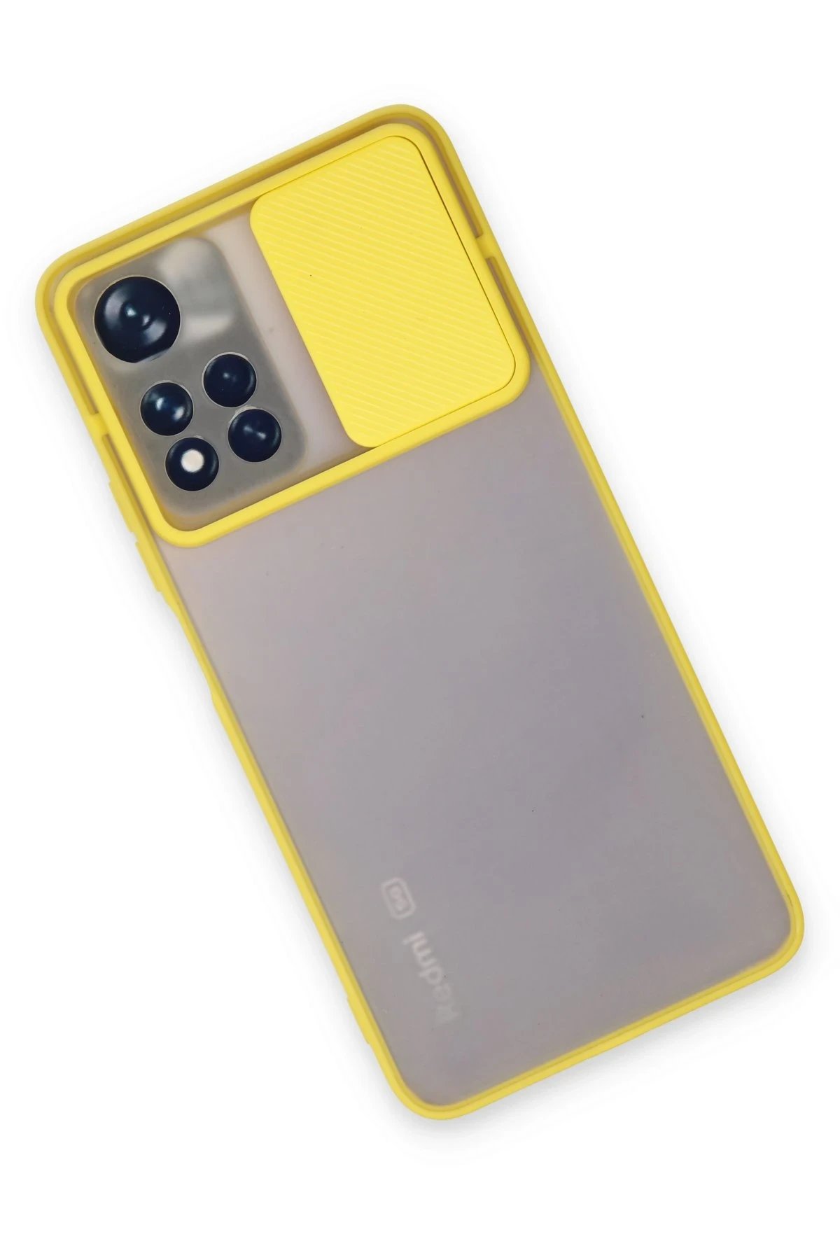 Newface Xiaomi Redmi Note 11 Pro Plus 5G Kılıf Palm Buzlu Kamera Sürgülü Silikon - Sarı