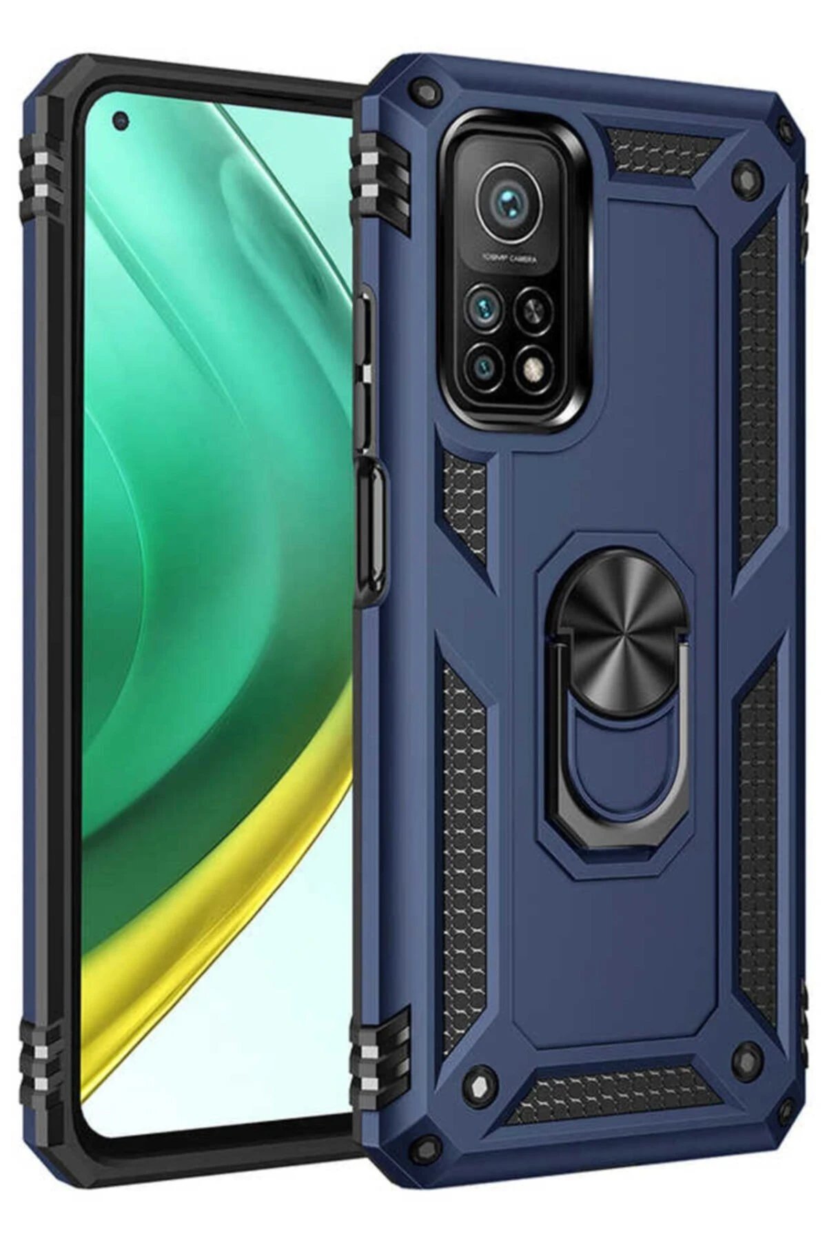 Newface Xiaomi Mi 10T Pro Kılıf Sofya Yüzüklü Silikon Kapak - Lacivert