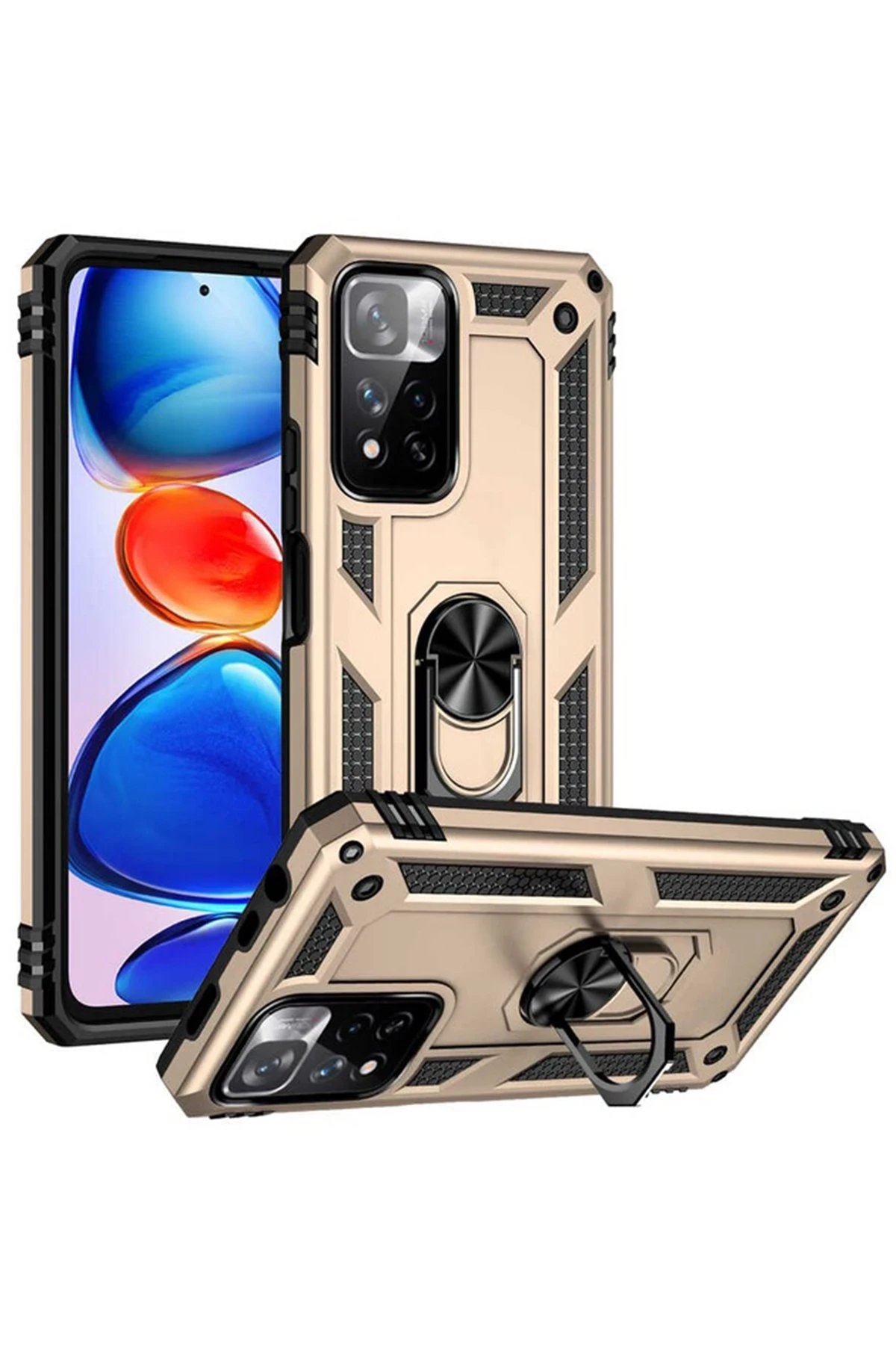 Newface Xiaomi Redmi Note 11 Pro Plus 5G Kılıf Sofya Yüzüklü Silikon Kapak - Gold