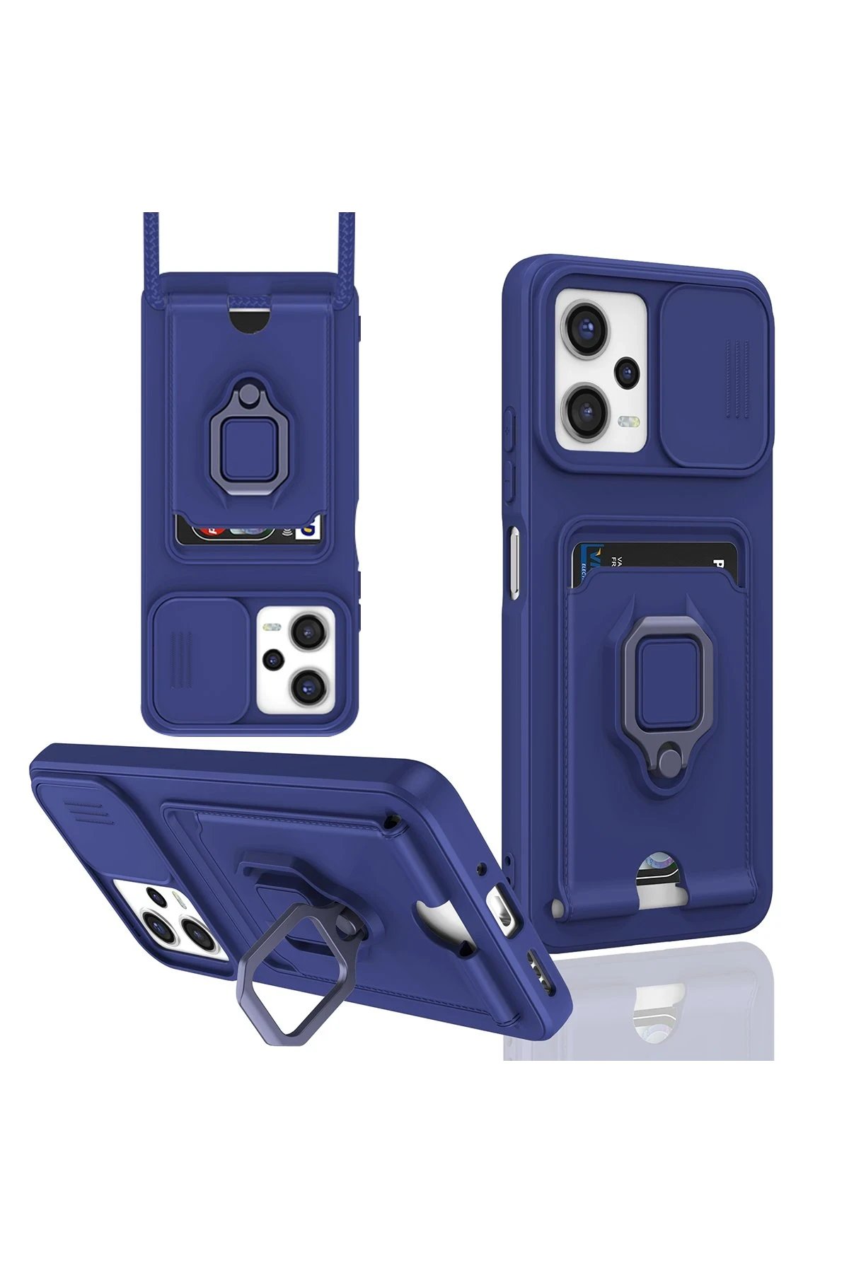 Newface Xiaomi Poco X5 5G Kılıf Zuma Kartvizitli Yüzüklü Silikon - Lacivert