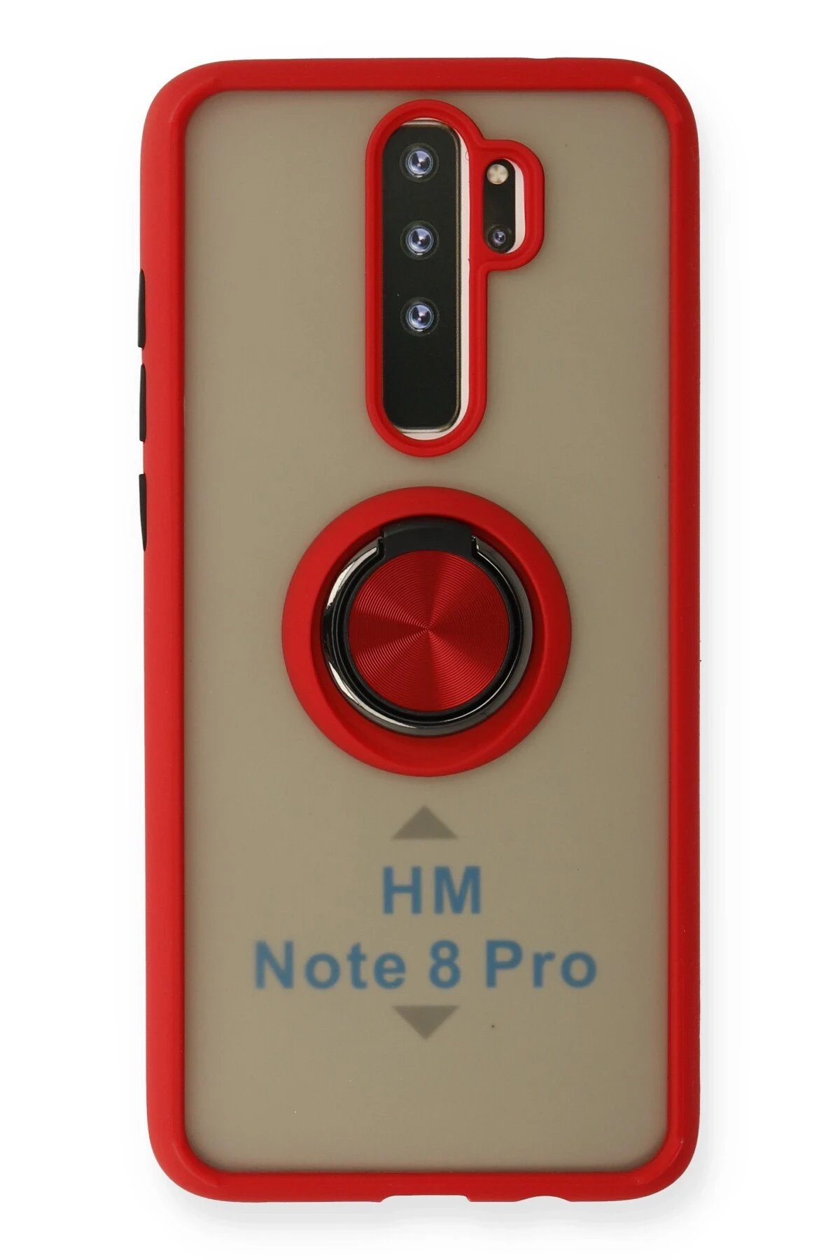 Newface Xiaomi Redmi Note 8 Pro Kılıf Montreal Yüzüklü Silikon Kapak - Kırmızı