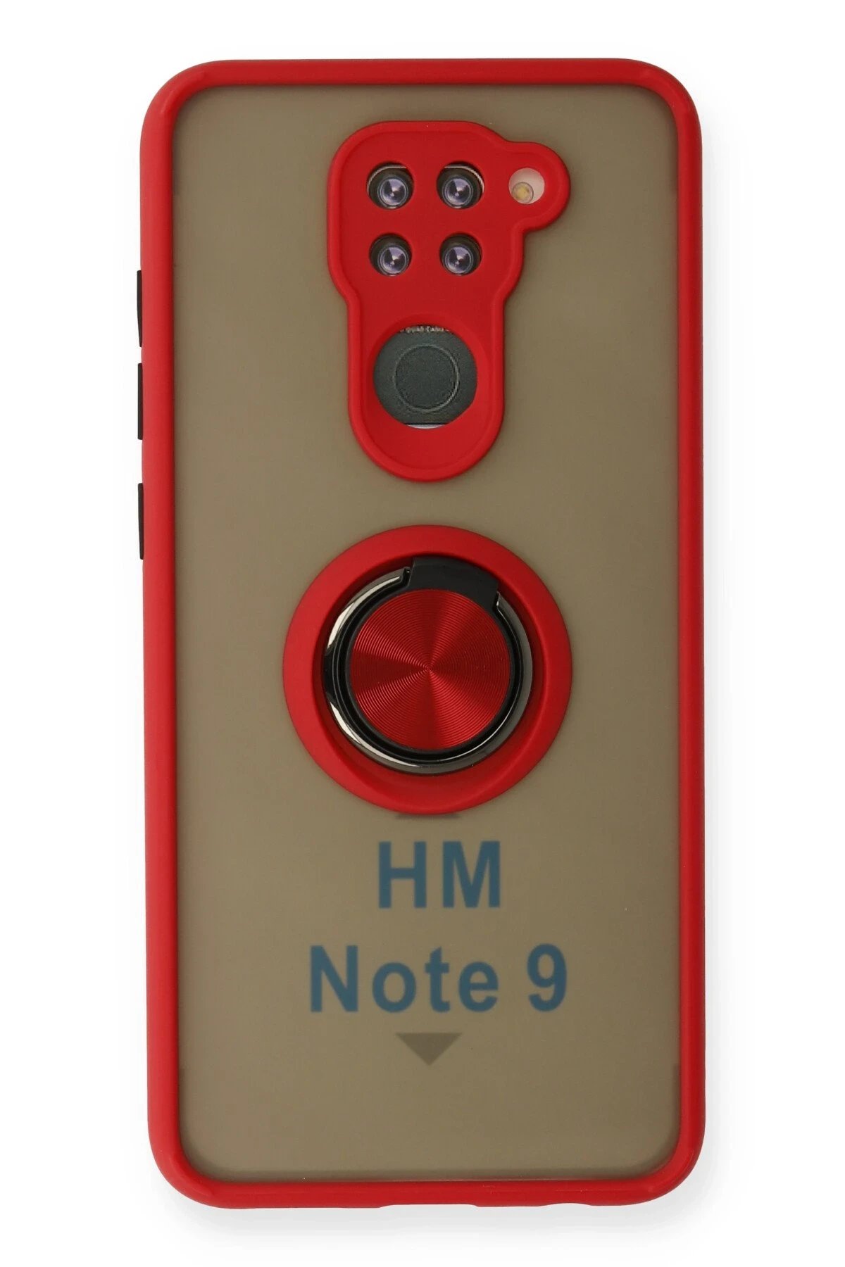 Newface Xiaomi Redmi Note 9 Kılıf Montreal Yüzüklü Silikon Kapak - Kırmızı