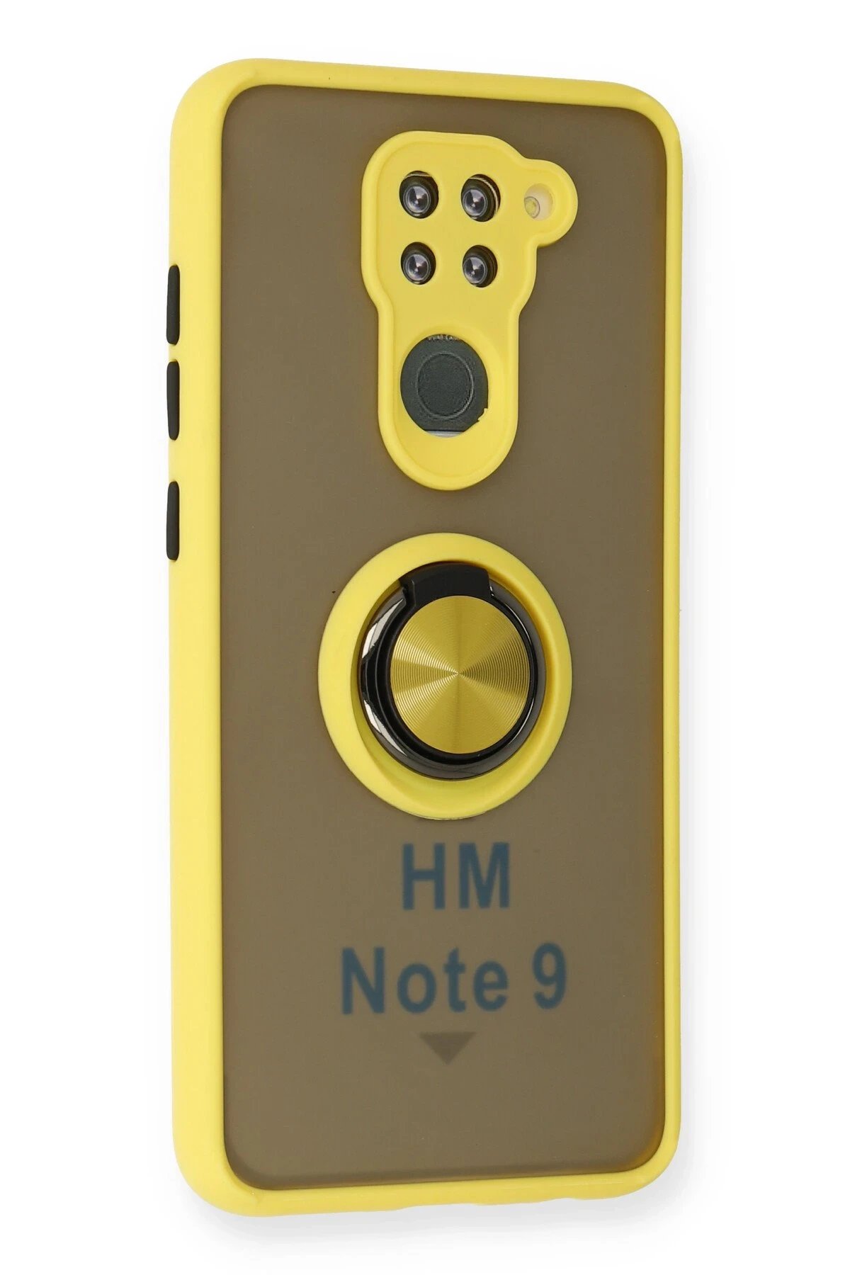 Newface Xiaomi Redmi Note 9 Kılıf Montreal Yüzüklü Silikon Kapak - Sarı