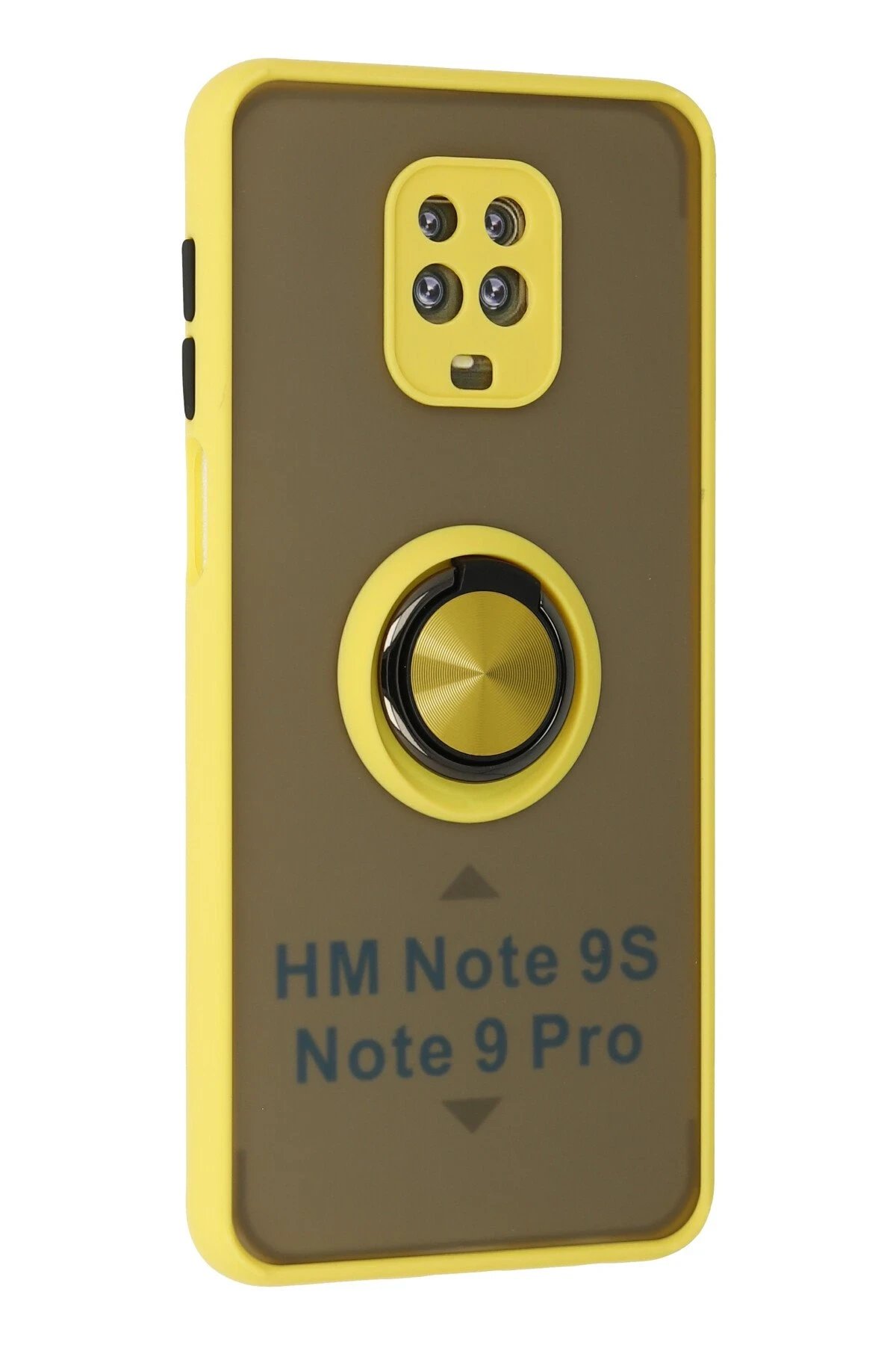 Newface Xiaomi Redmi Note 9 Pro Kılıf Montreal Yüzüklü Silikon Kapak - Sarı