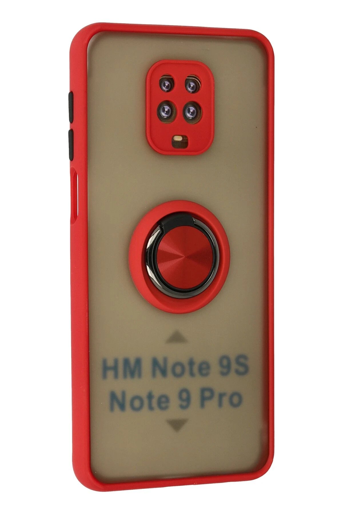 Newface Xiaomi Redmi Note 9 Pro Kılıf Montreal Yüzüklü Silikon Kapak - Kırmızı