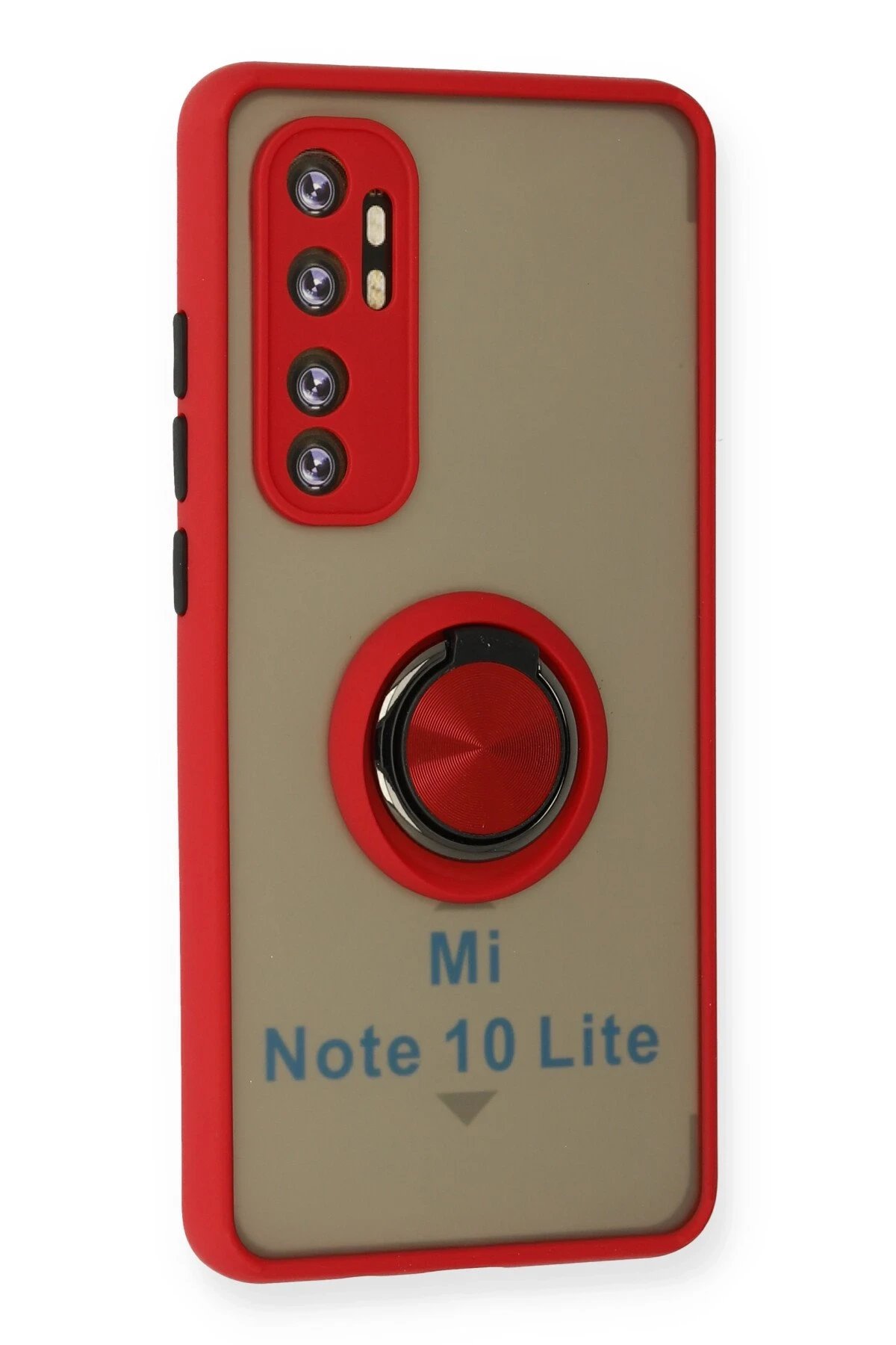 Newface Xiaomi Mi Note 10 Lite Kılıf Montreal Yüzüklü Silikon Kapak - Kırmızı