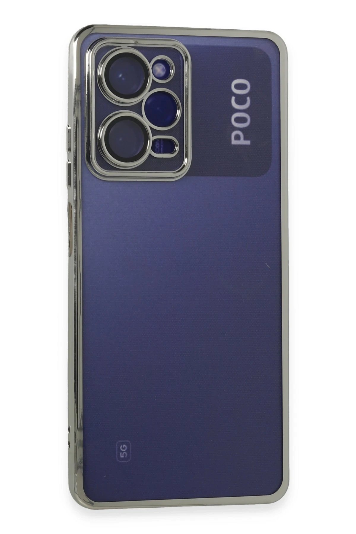 Newface Xiaomi Poco X5 Pro 5G Kılıf Razer Lensli Silikon - Gümüş