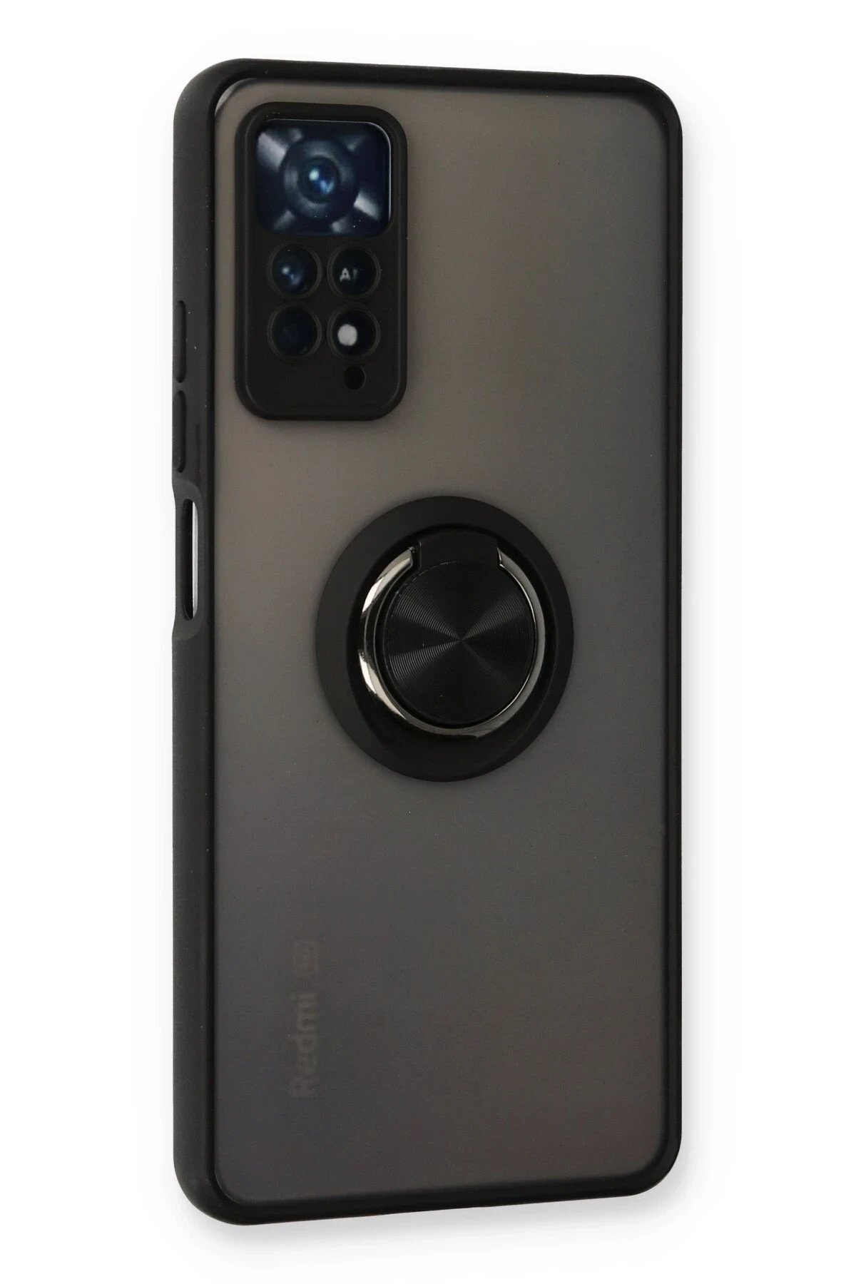 Newface Xiaomi Redmi Note 11 Pro Kılıf Montreal Yüzüklü Silikon Kapak - Siyah