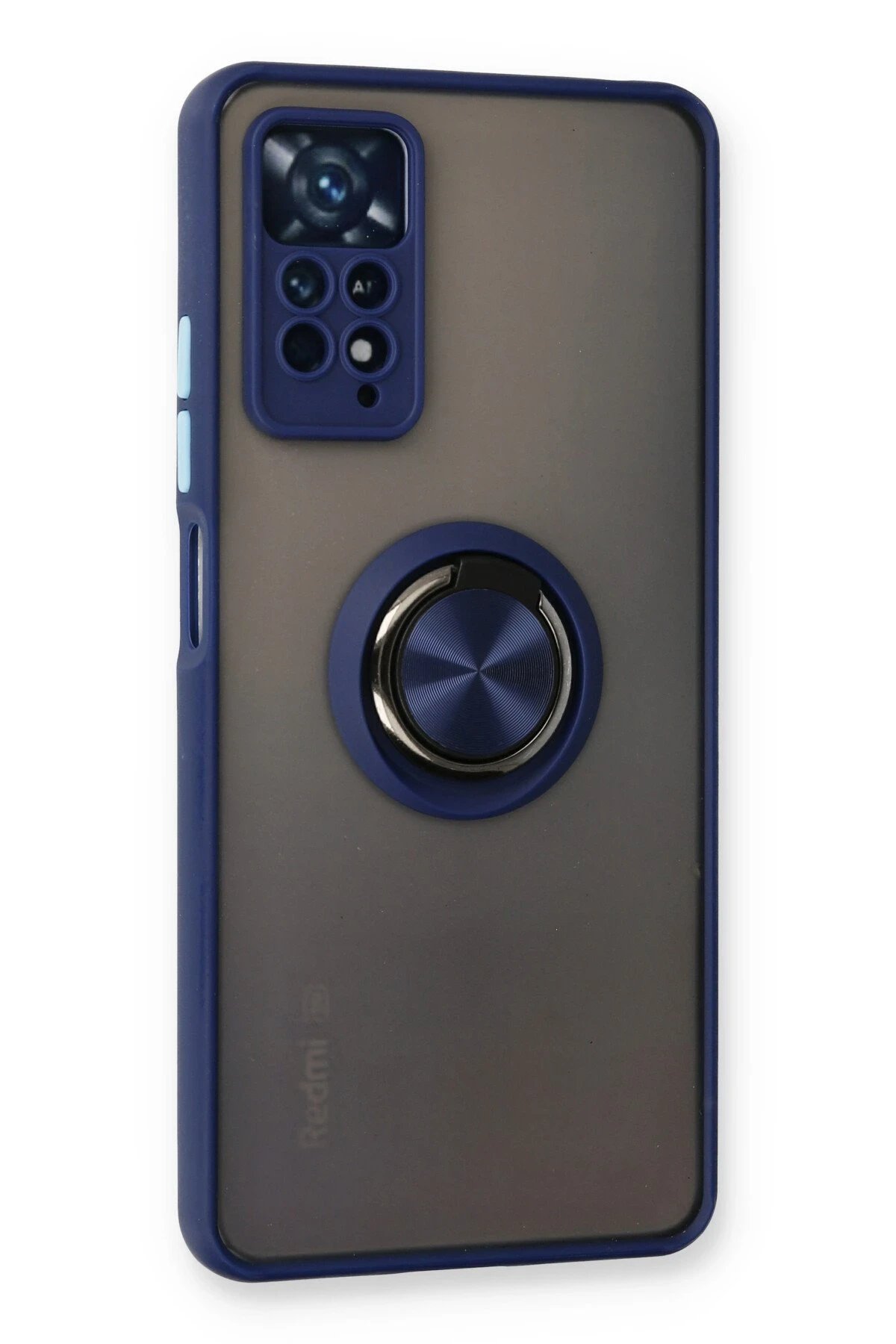 Newface Xiaomi Redmi Note 11 Pro Kılıf Montreal Yüzüklü Silikon Kapak - Lacivert