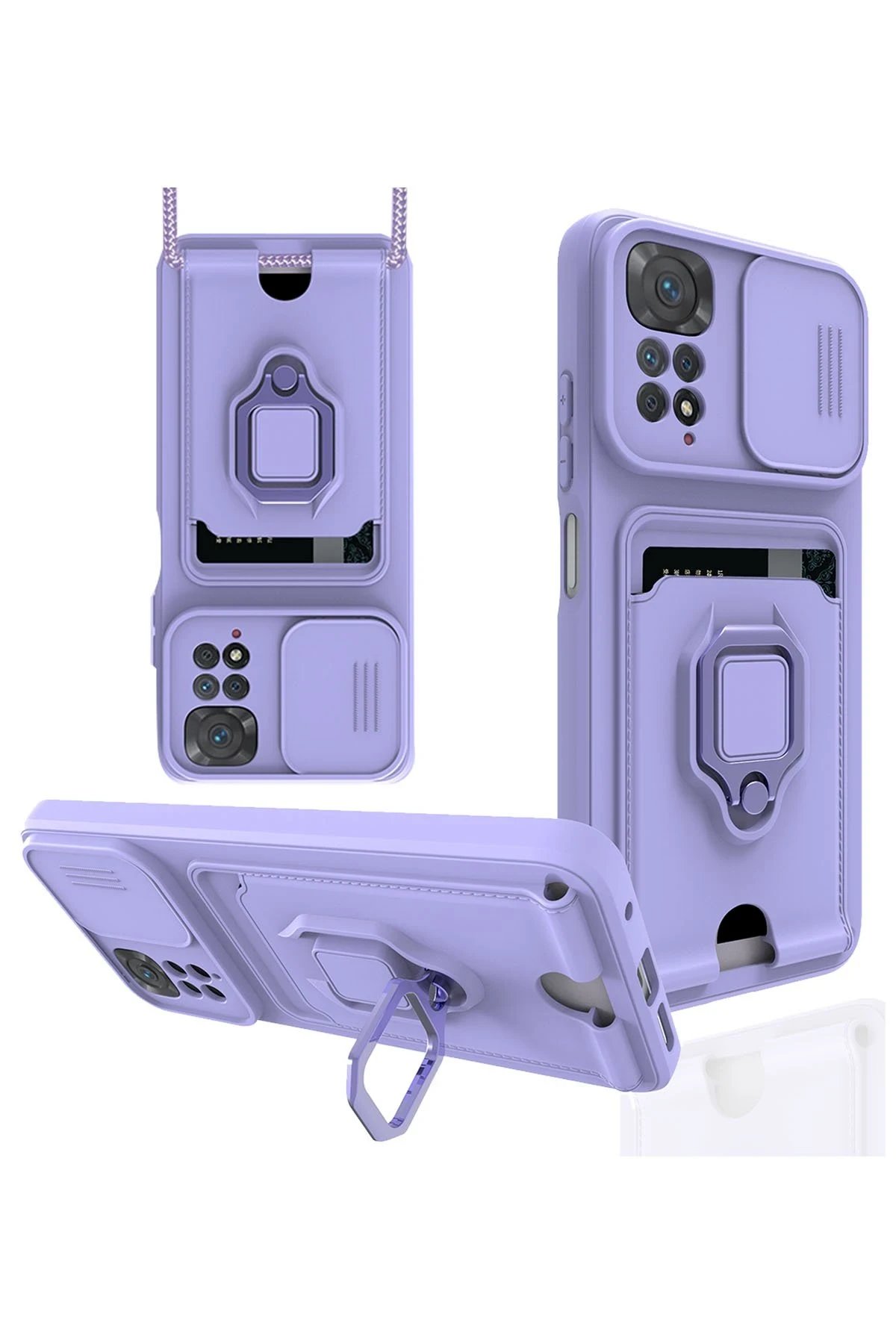 Newface Xiaomi Redmi Note 11 Pro Kılıf Zuma Kartvizitli Yüzüklü Silikon - Lila