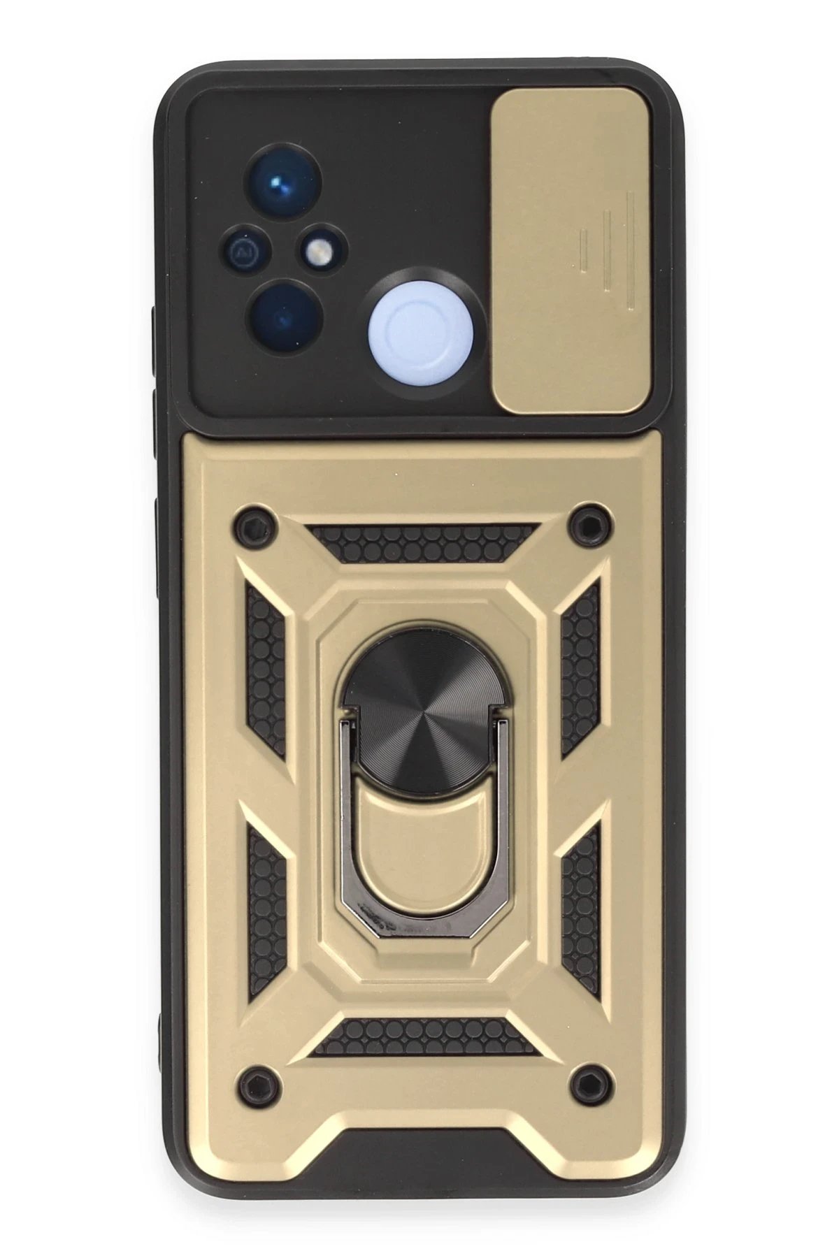 Newface Xiaomi Redmi 12C Kılıf Pars Lens Yüzüklü Silikon - Gold