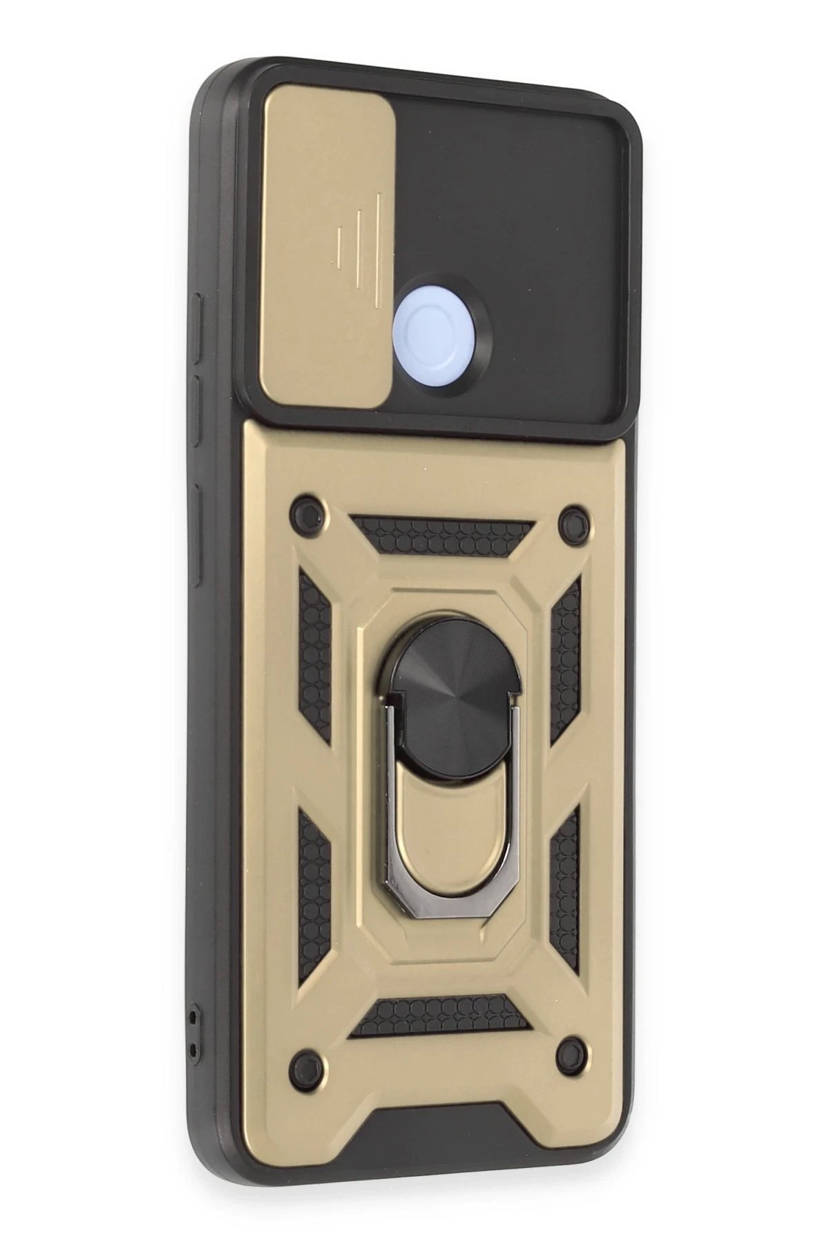 Newface Xiaomi Redmi 12C Kılıf Pars Lens Yüzüklü Silikon - Gold