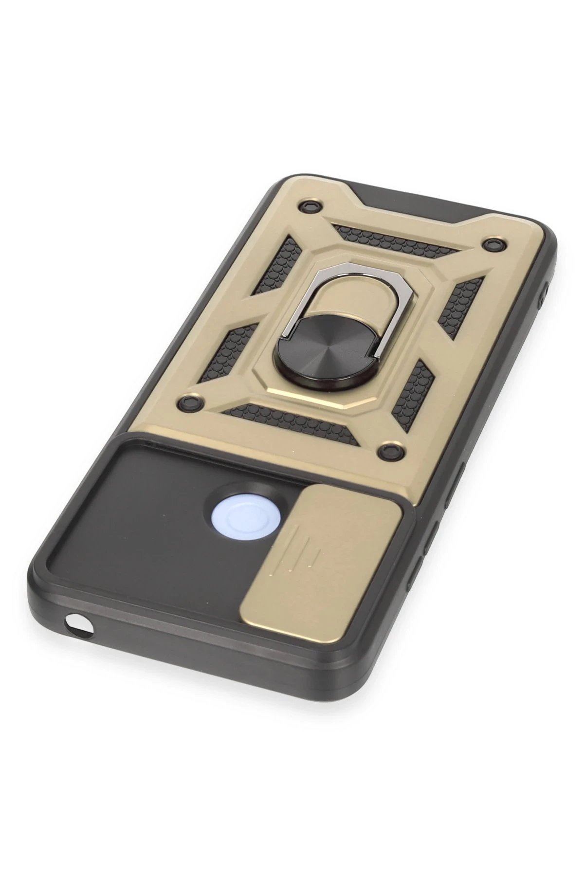 Newface Xiaomi Redmi 12C Kılıf Pars Lens Yüzüklü Silikon - Gold