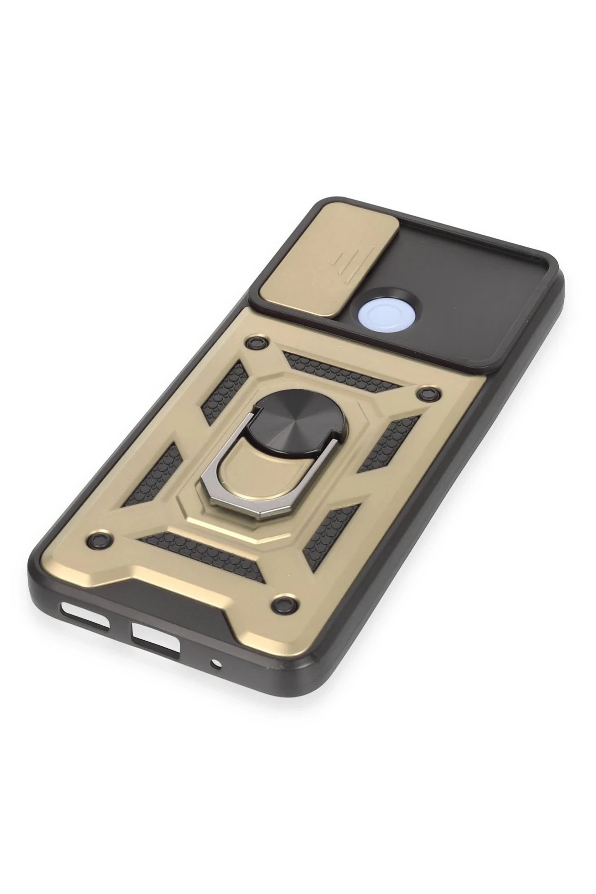 Newface Xiaomi Redmi 12C Kılıf Pars Lens Yüzüklü Silikon - Gold