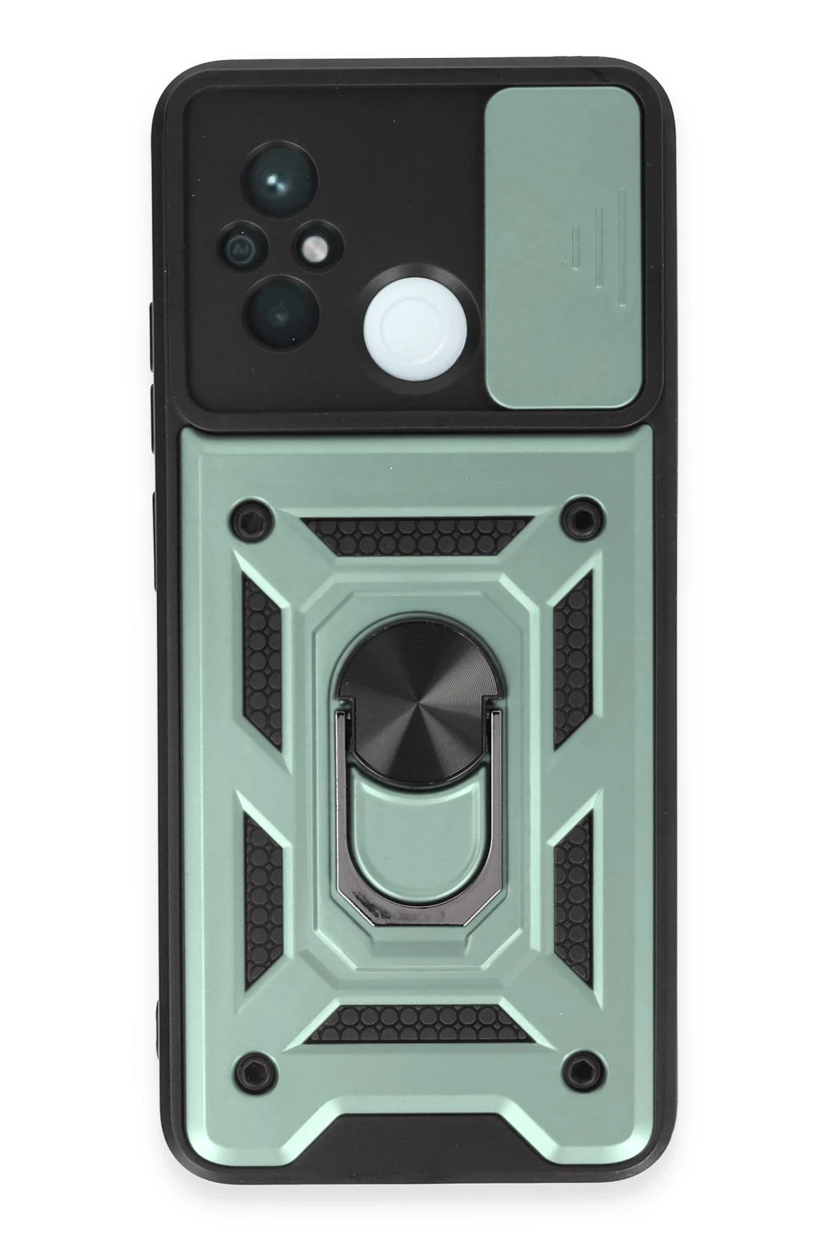 Newface Xiaomi Redmi 12C Kılıf Pars Lens Yüzüklü Silikon - Yeşil