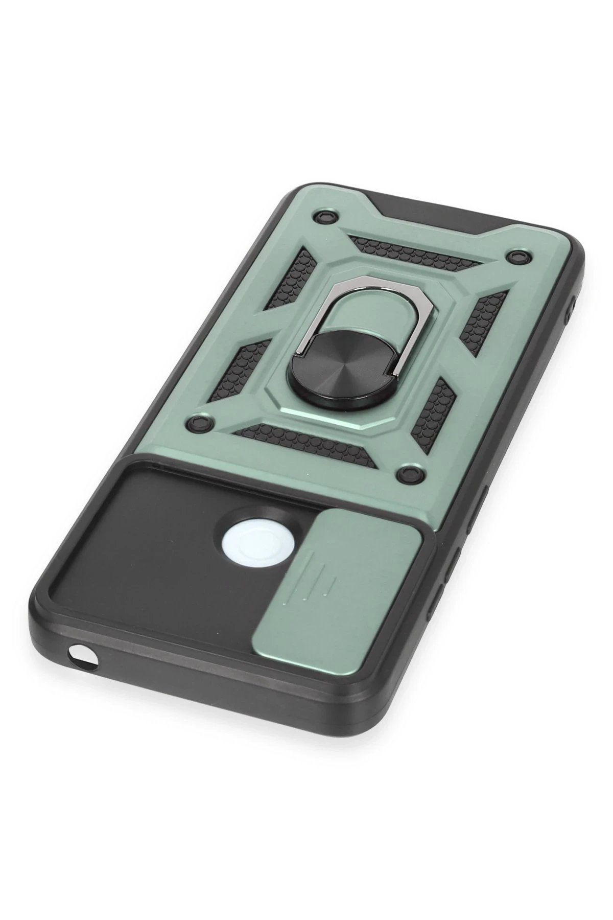 Newface Xiaomi Redmi 12C Kılıf Pars Lens Yüzüklü Silikon - Yeşil