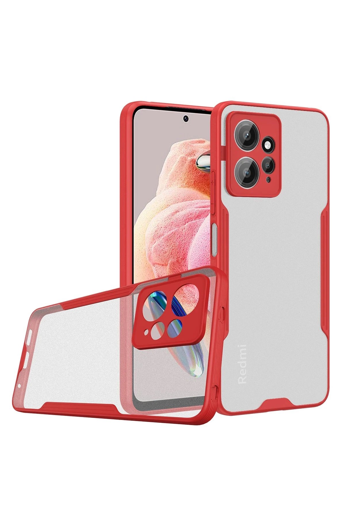 Newface Xiaomi Redmi Note 12 4G Kılıf Platin Silikon - Kırmızı