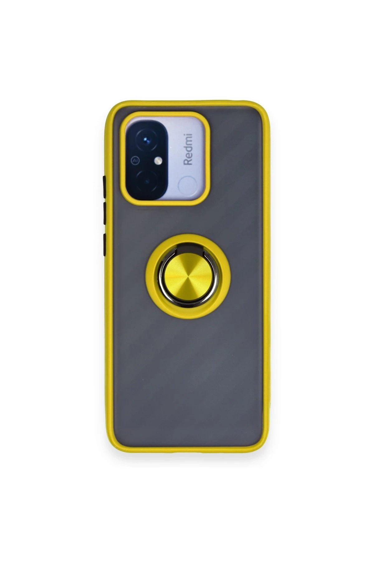 Newface Xiaomi Redmi 12C Kılıf Montreal Yüzüklü Silikon Kapak - Sarı