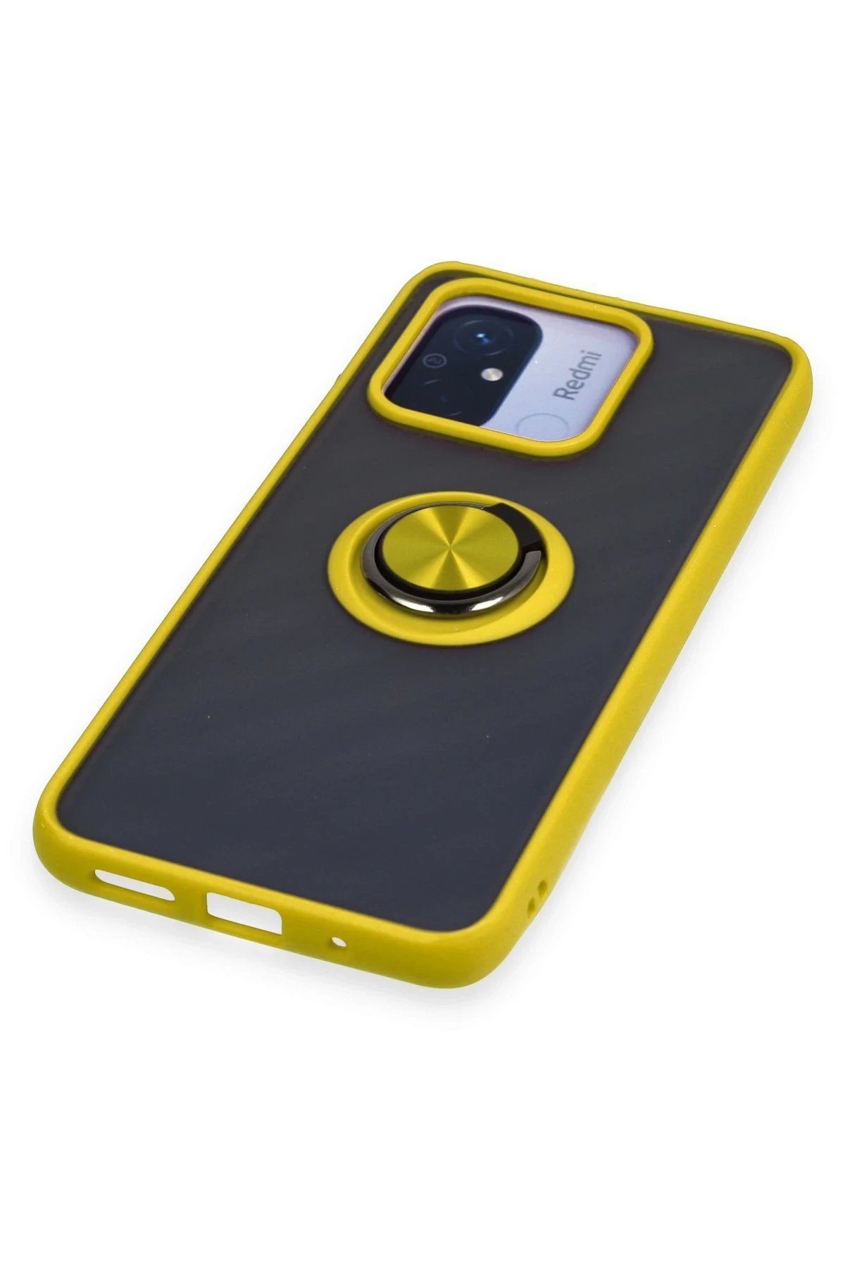 Newface Xiaomi Redmi 12C Kılıf Montreal Yüzüklü Silikon Kapak - Sarı