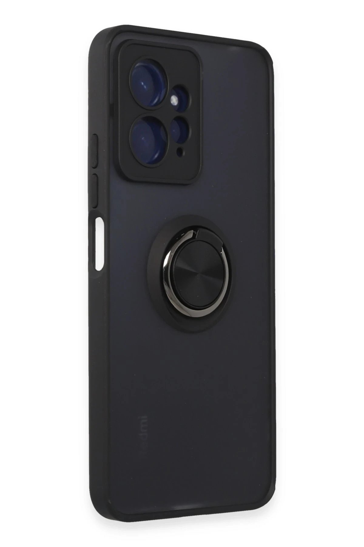 Newface Xiaomi Redmi Note 12 4G Kılıf Montreal Yüzüklü Silikon Kapak - Siyah