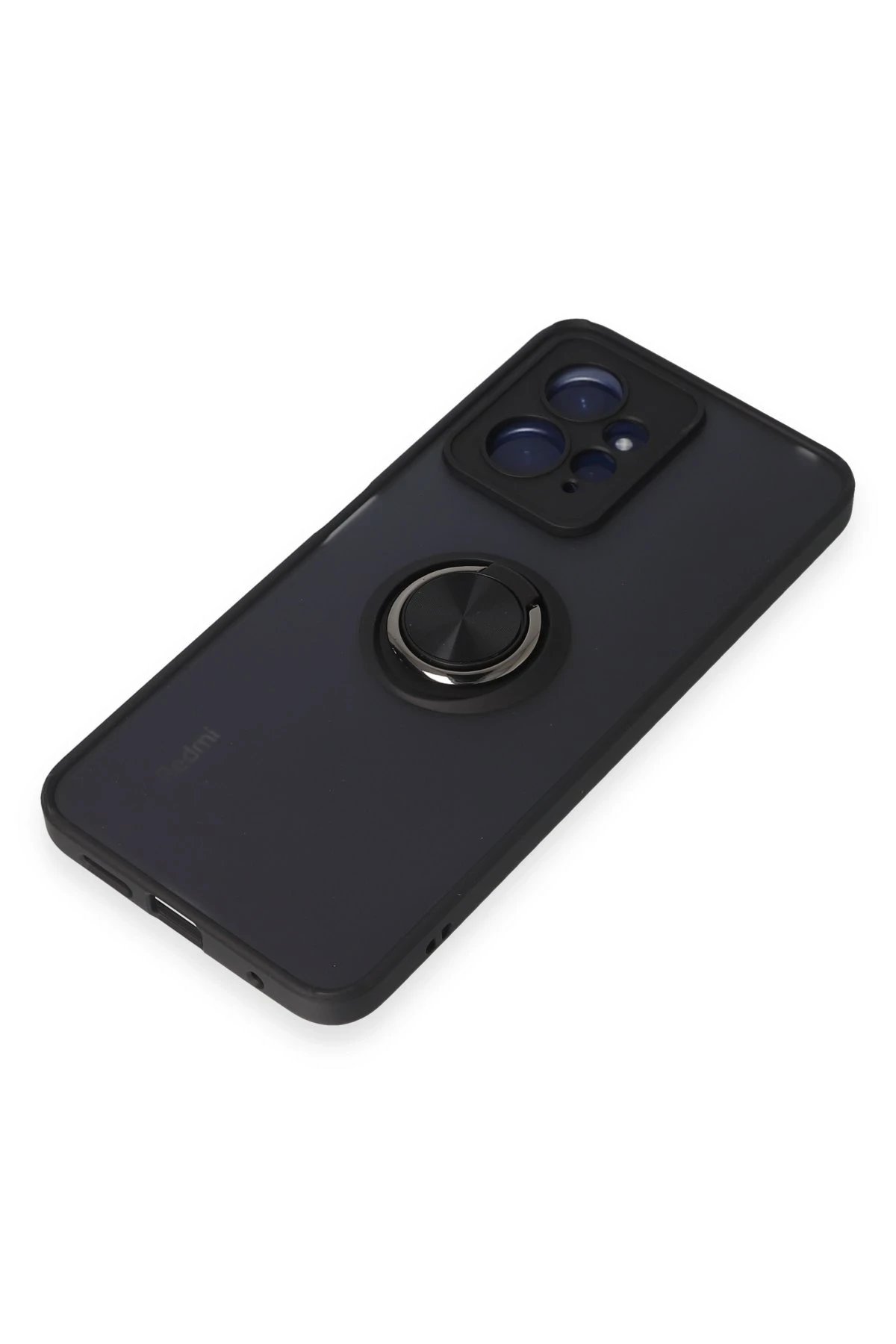 Newface Xiaomi Redmi Note 12 4G Kılıf Montreal Yüzüklü Silikon Kapak - Siyah