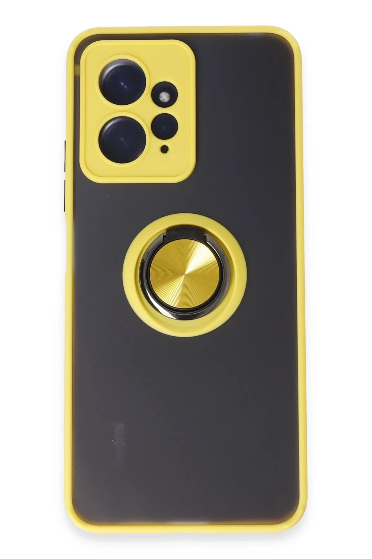 Newface Xiaomi Redmi Note 12 4G Kılıf Montreal Yüzüklü Silikon Kapak - Sarı