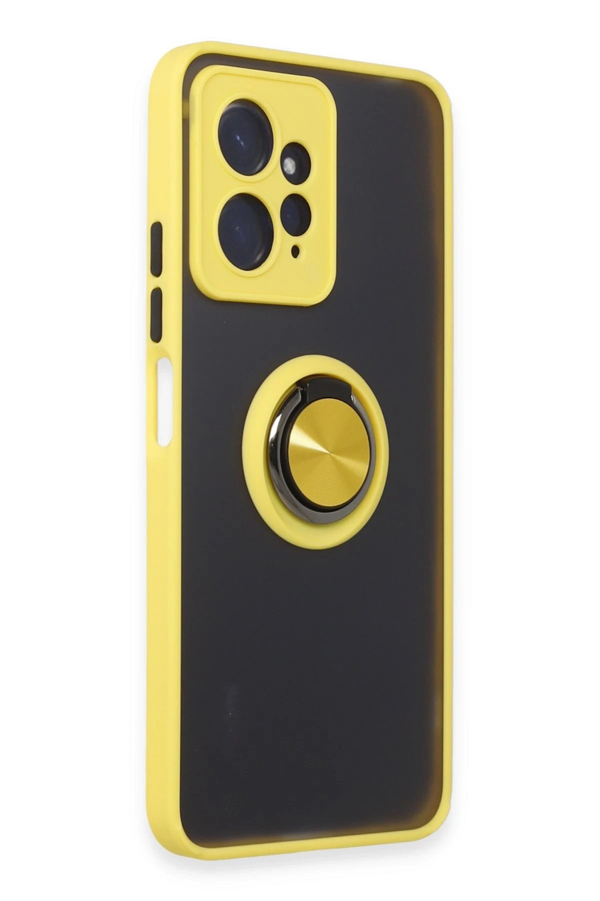 Newface Xiaomi Redmi Note 12 4G Kılıf Montreal Yüzüklü Silikon Kapak - Sarı