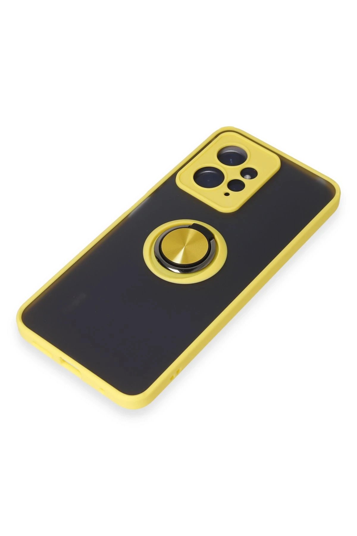 Newface Xiaomi Redmi Note 12 4G Kılıf Montreal Yüzüklü Silikon Kapak - Sarı