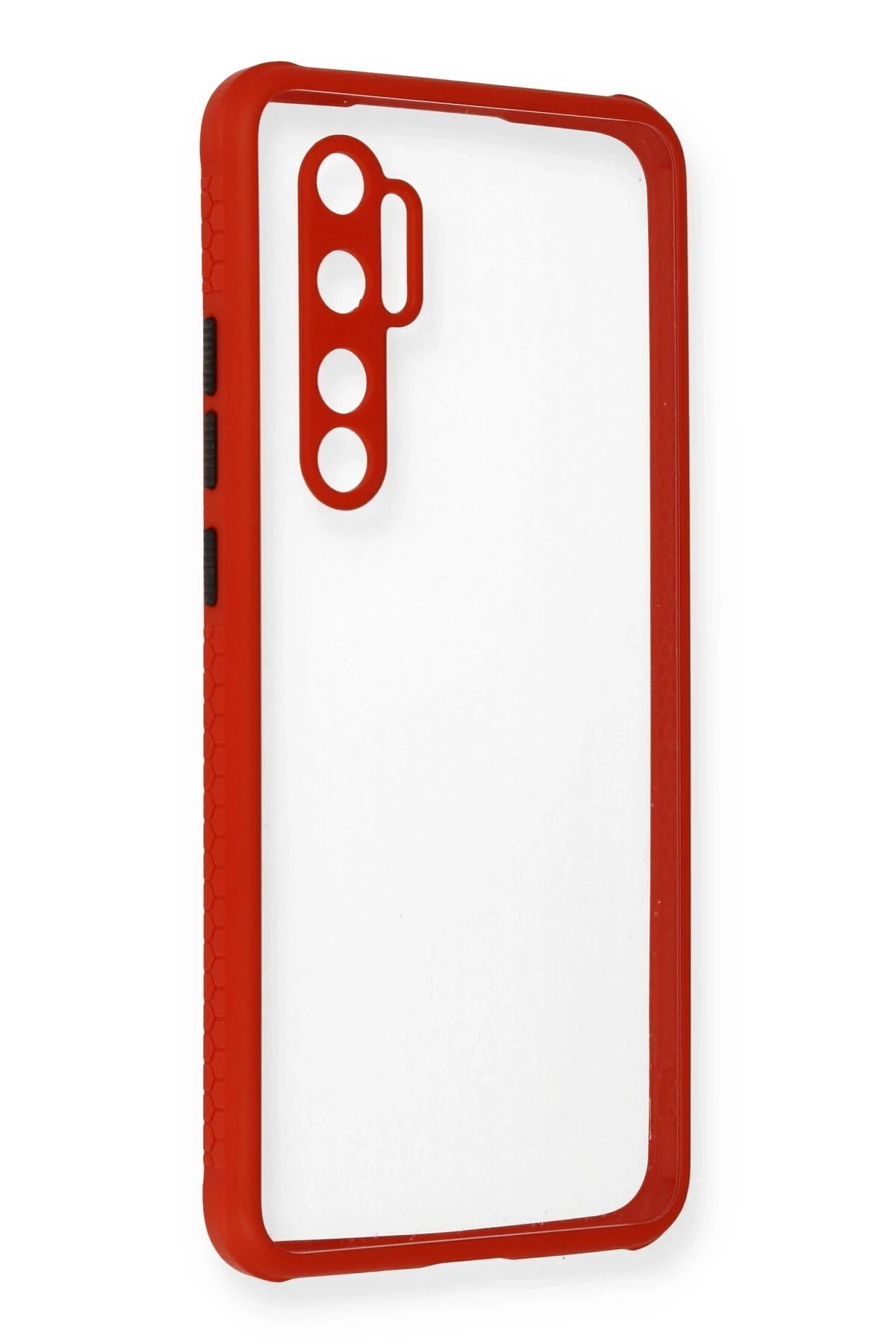 Newface Xiaomi Mi Note 10 Lite Kılıf Miami Şeffaf Silikon - Kırmızı