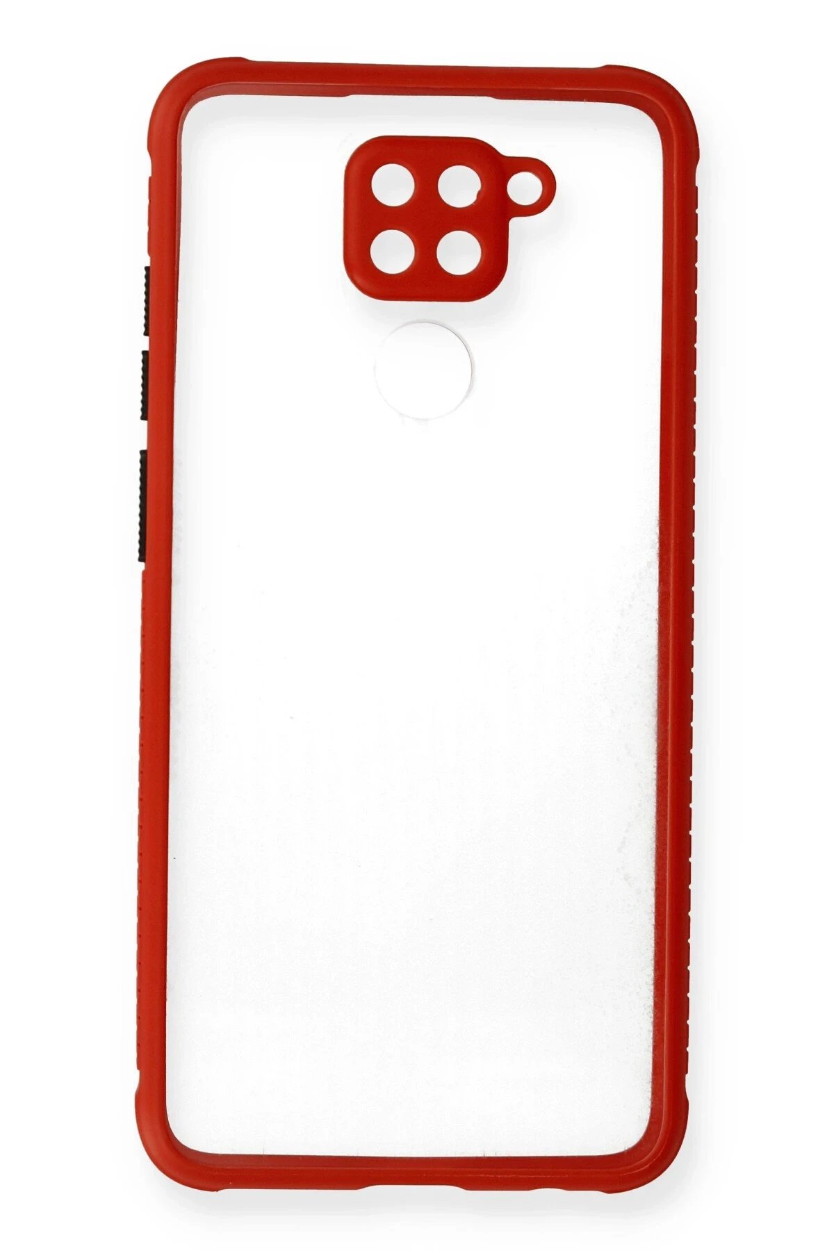 Newface Xiaomi Redmi Note 9 Kılıf Miami Şeffaf Silikon - Kırmızı