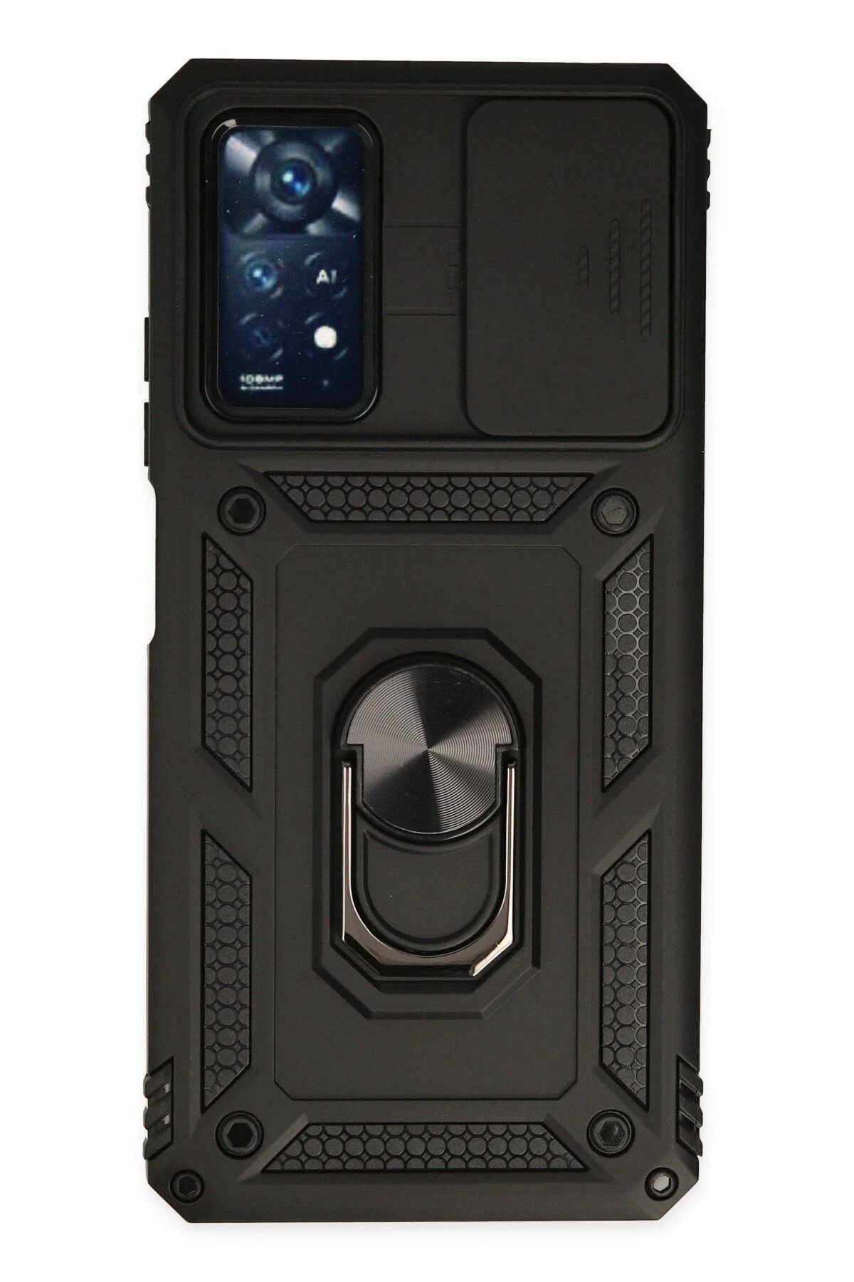 Newface Xiaomi Redmi Note 11 Pro Kılıf Pars Lens Yüzüklü Silikon - Siyah