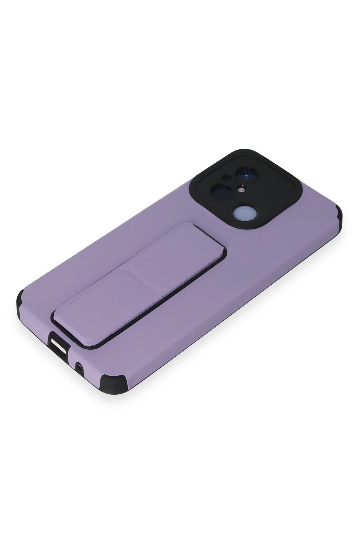 Newface Xiaomi Redmi 12C Kılıf Mega Standlı Silikon - Lila