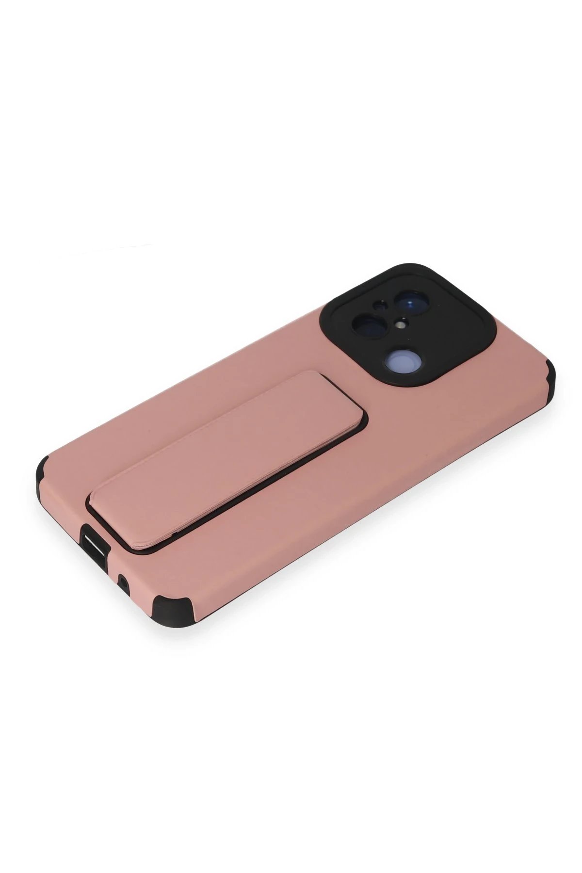 Newface Xiaomi Redmi 12C Kılıf Mega Standlı Silikon - Pudra