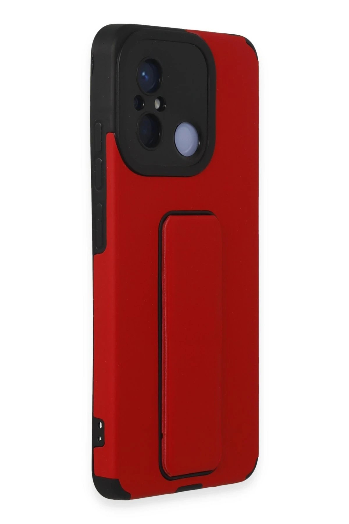 Newface Xiaomi Redmi 12C Kılıf Mega Standlı Silikon - Kırmızı