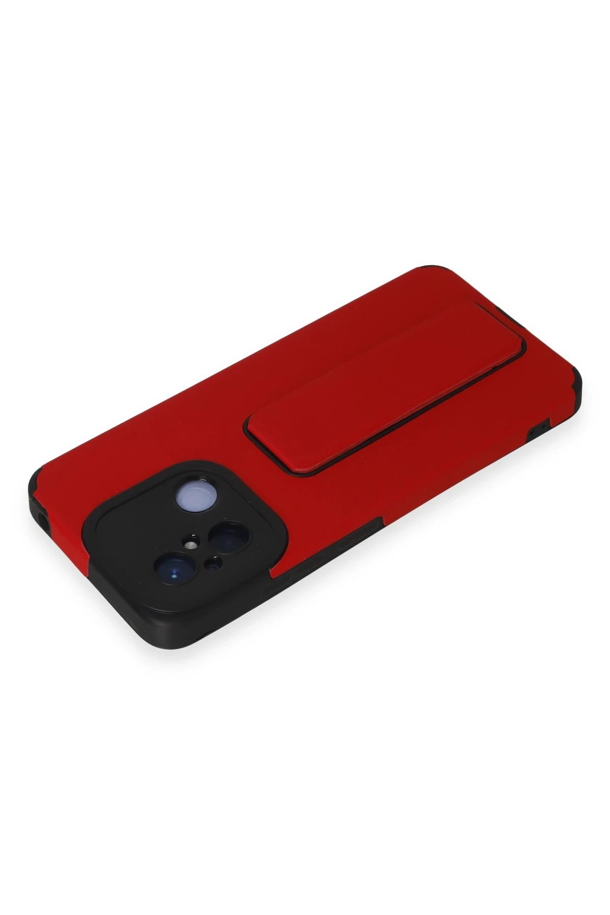 Newface Xiaomi Redmi 12C Kılıf Mega Standlı Silikon - Kırmızı