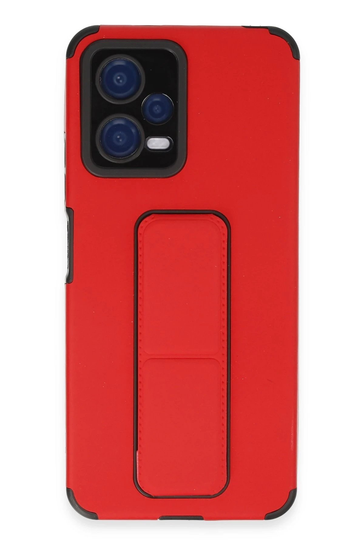 Newface Xiaomi Poco X5 5G Kılıf Mega Standlı Silikon - Kırmızı