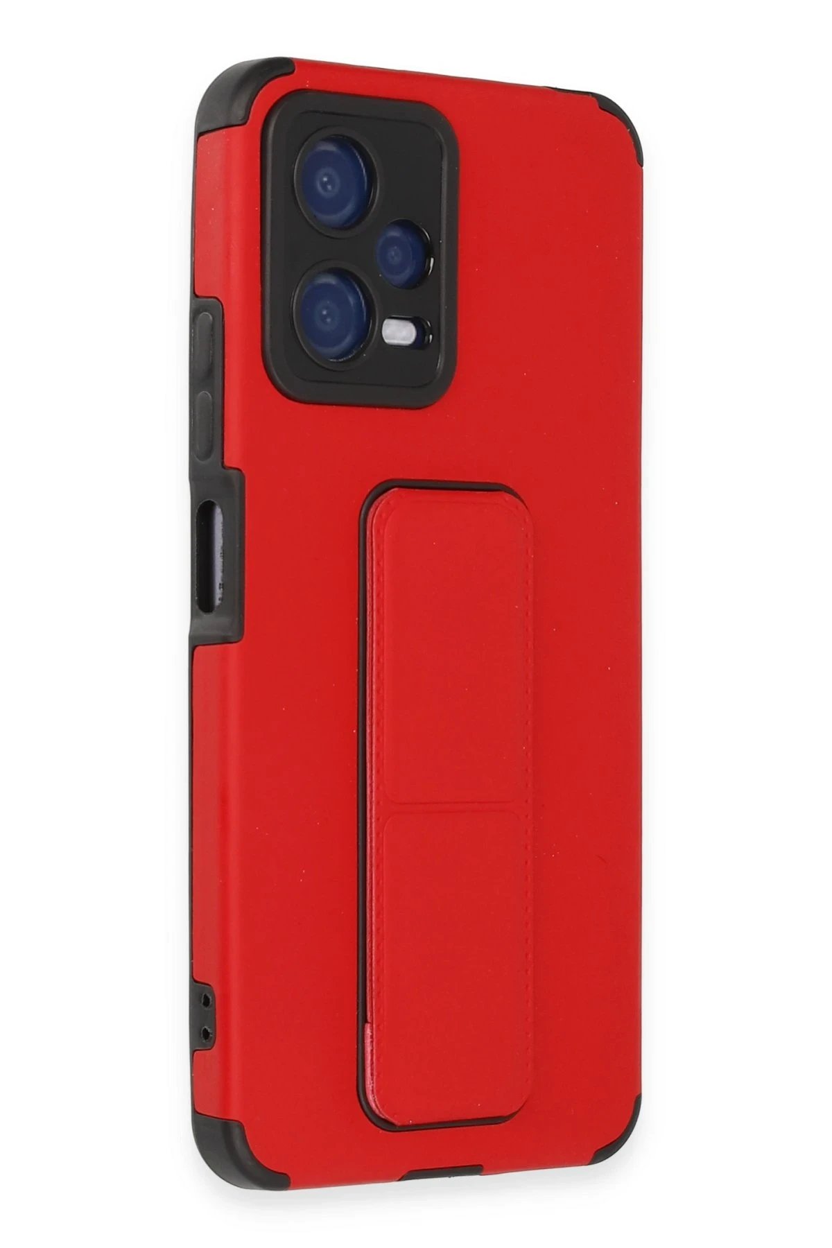 Newface Xiaomi Poco X5 5G Kılıf Mega Standlı Silikon - Kırmızı