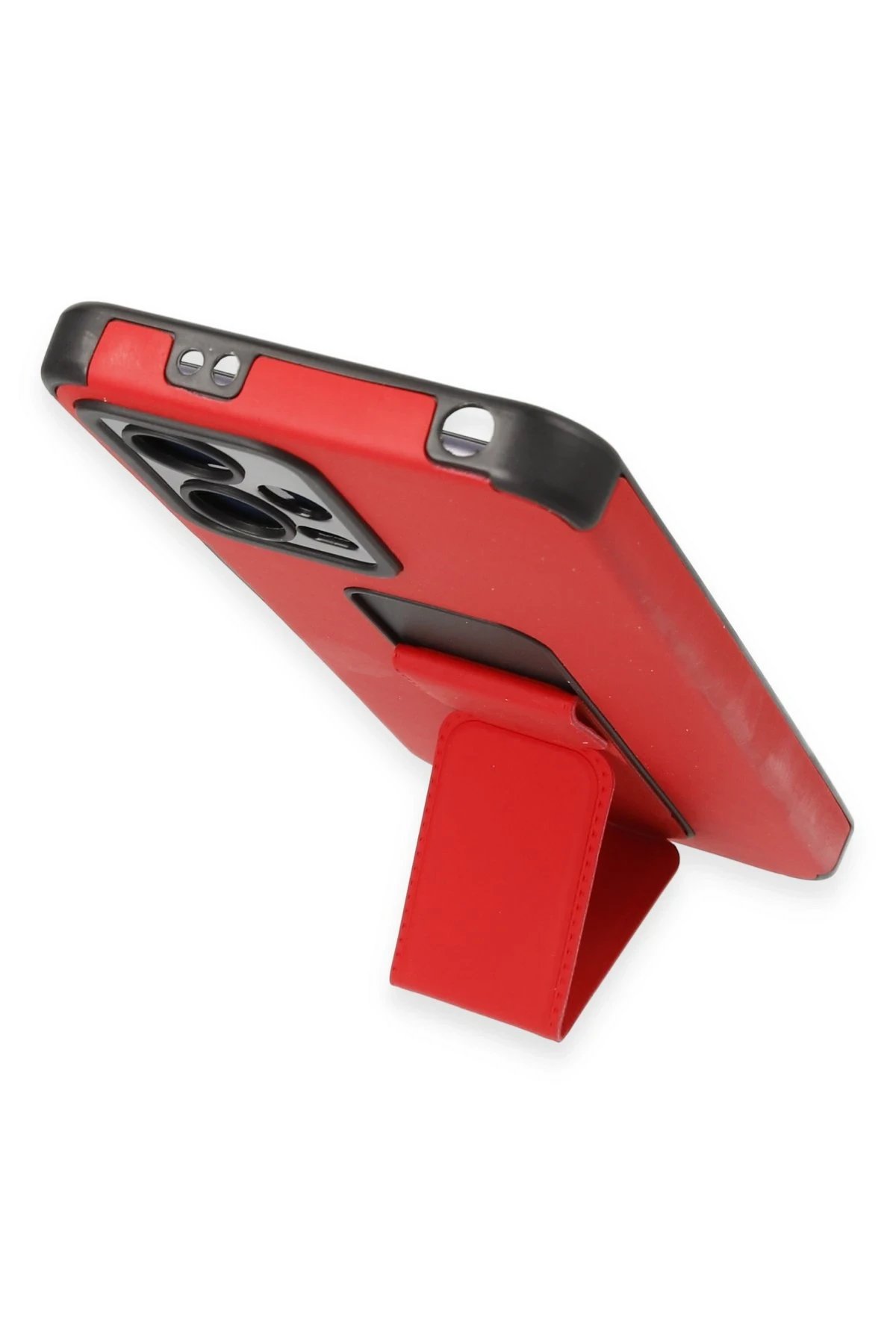 Newface Xiaomi Poco X5 5G Kılıf Mega Standlı Silikon - Kırmızı