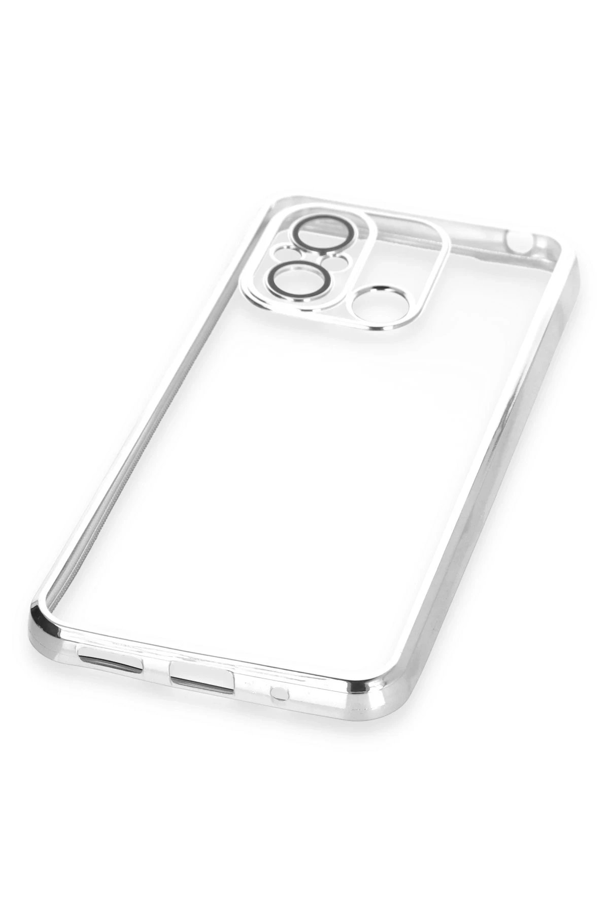 Newface Xiaomi Redmi 12C Kılıf Razer Lensli Silikon - Gümüş