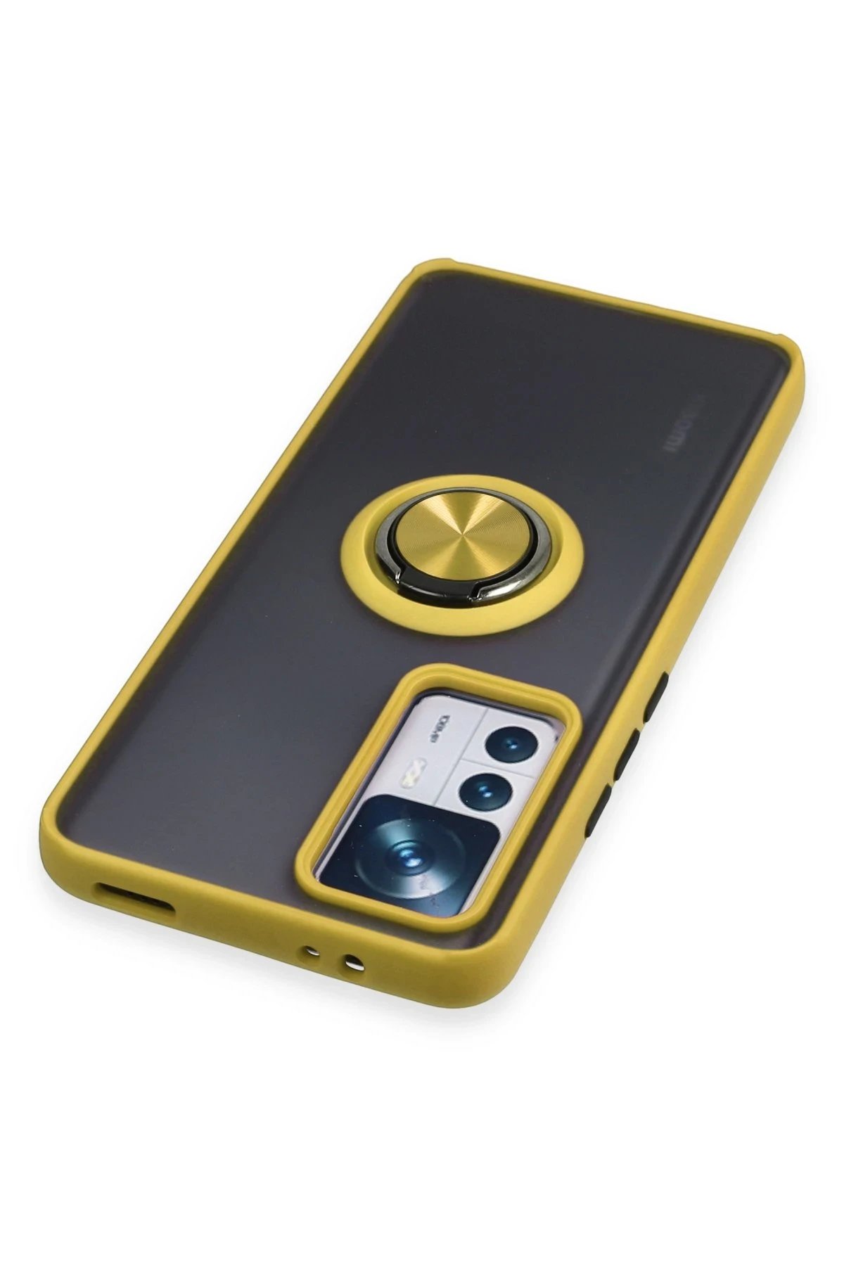 Newface Xiaomi Mi 12T Pro Kılıf Montreal Yüzüklü Silikon Kapak - Sarı