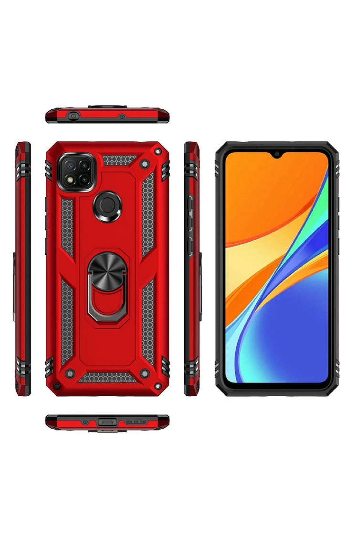 Newface Xiaomi Redmi 9C Kılıf Sofya Yüzüklü Silikon Kapak - Rose