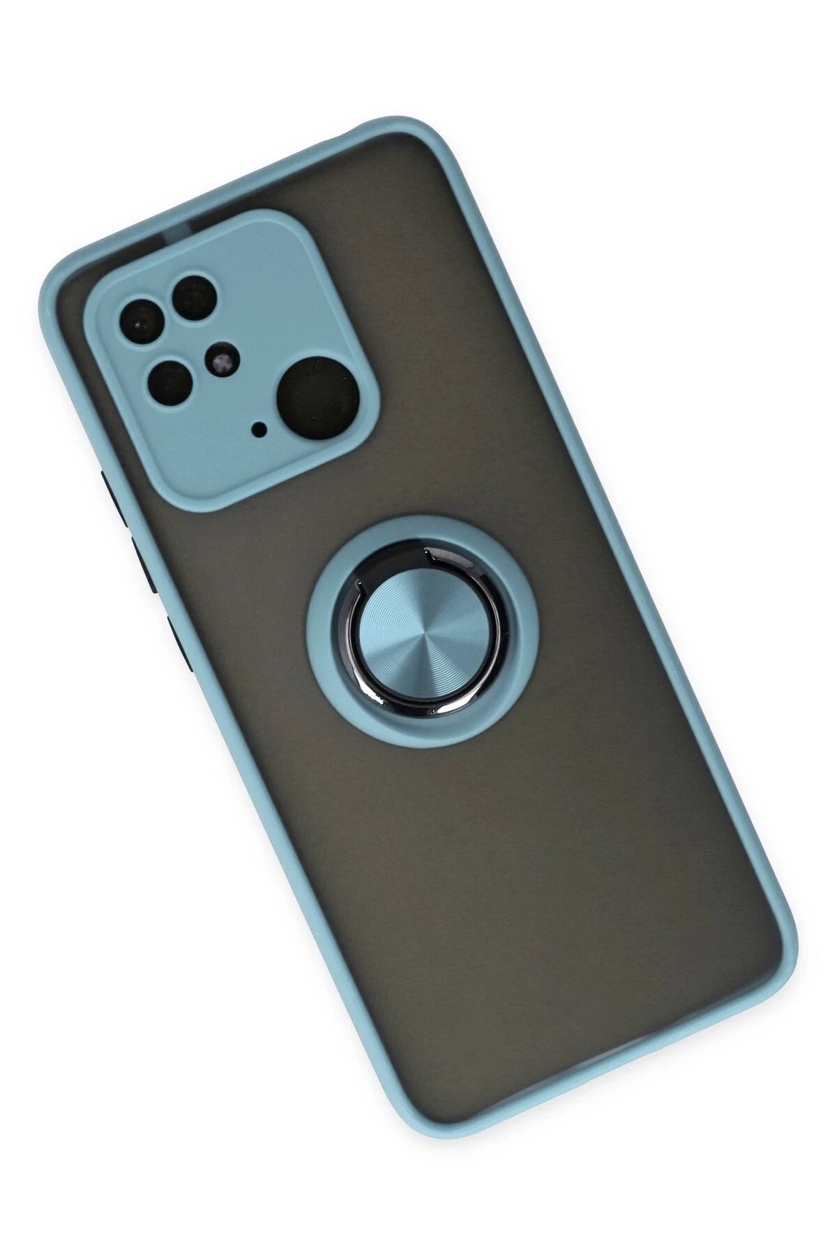 Newface Xiaomi Redmi 10C Kılıf Montreal Yüzüklü Silikon Kapak - Buz Mavi